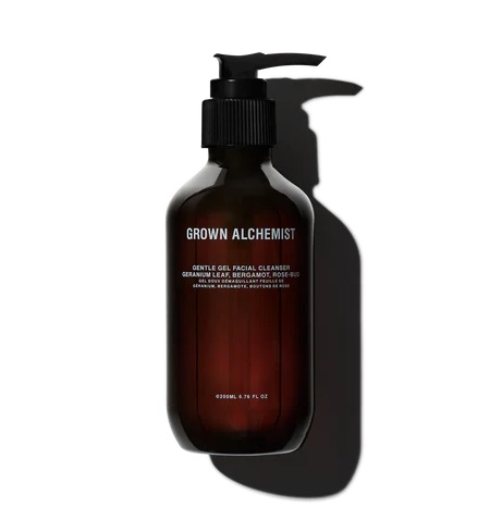 Brown apothecary bottle of facial cleanser