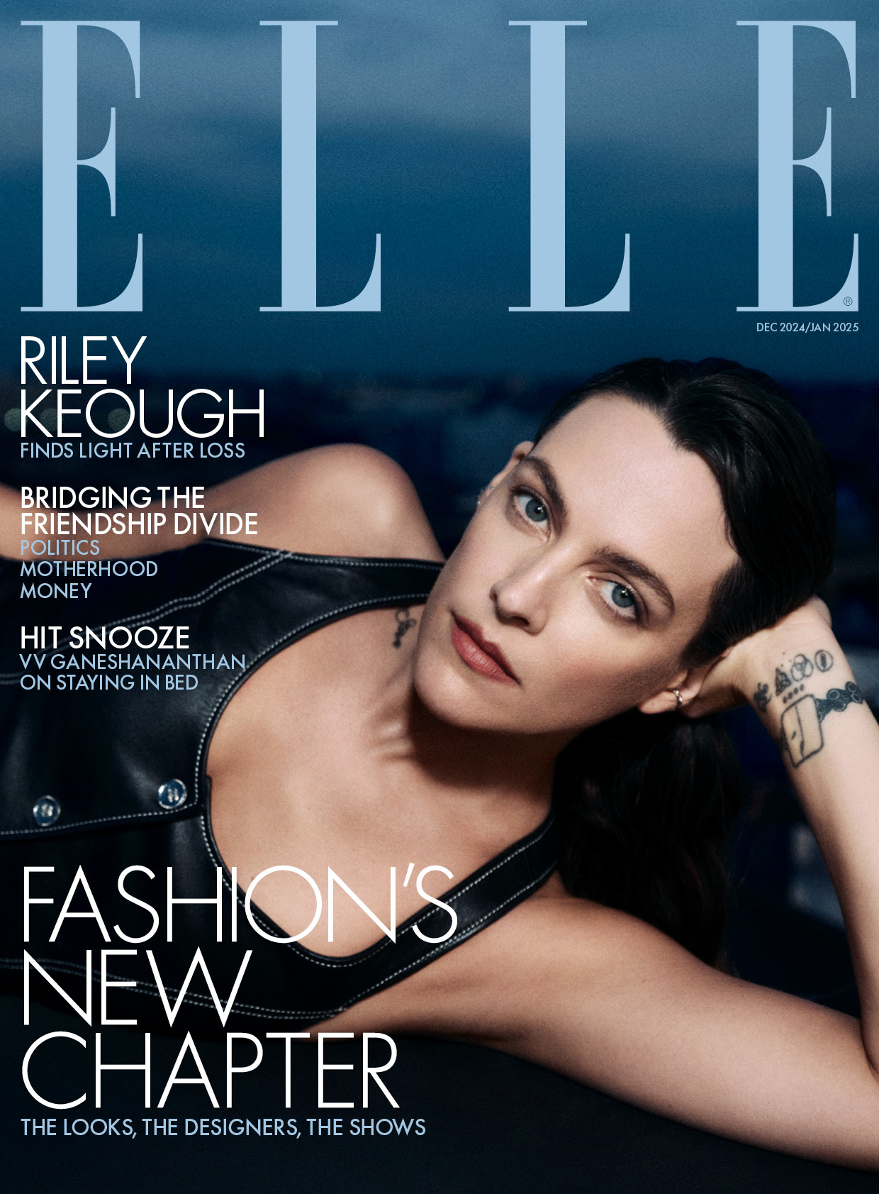 Riley Keough on the cover of Elle UK magazine. 