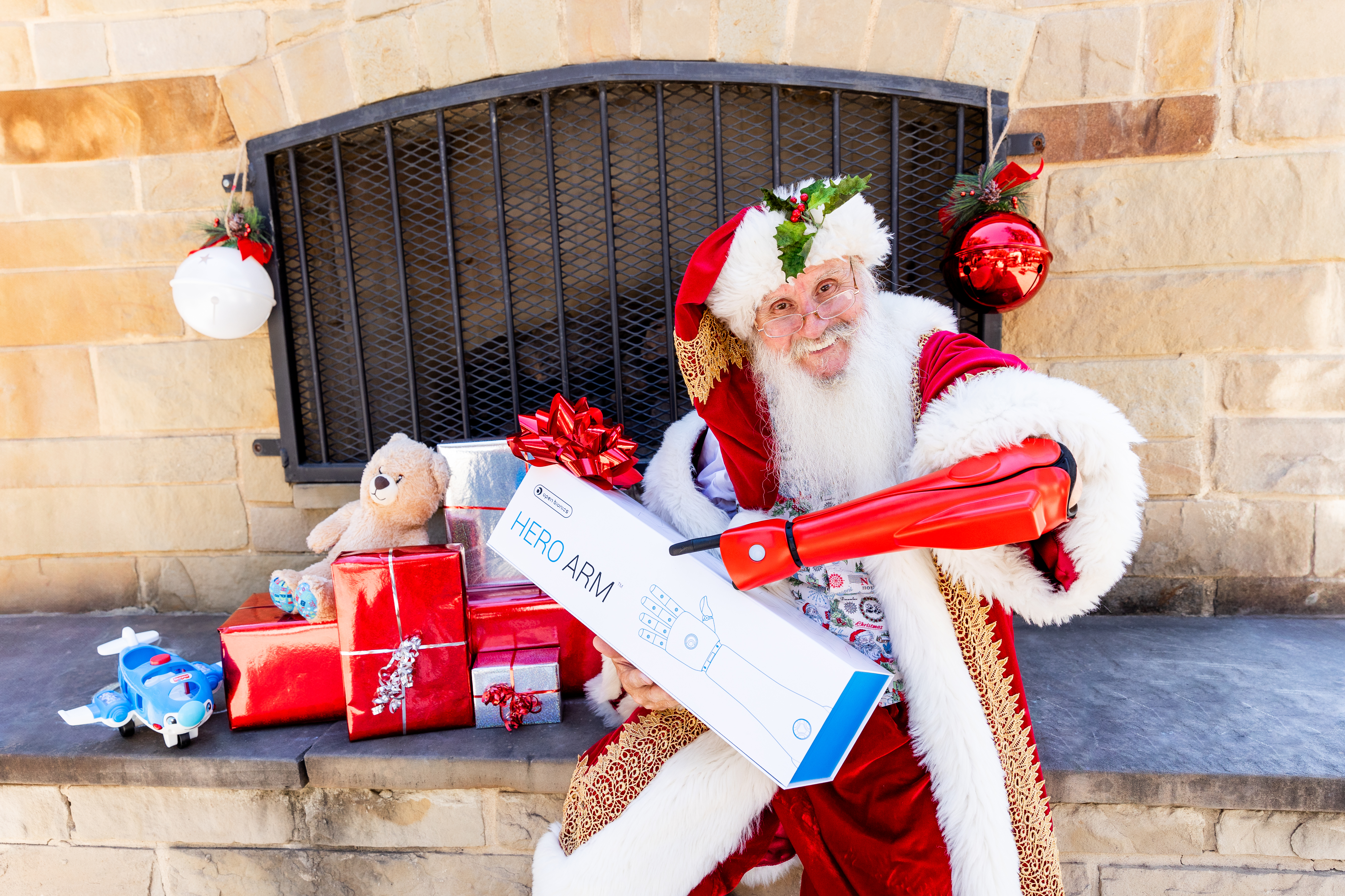 Professional Santa Mike Tindall, 67, has been fitted with a bionic arm