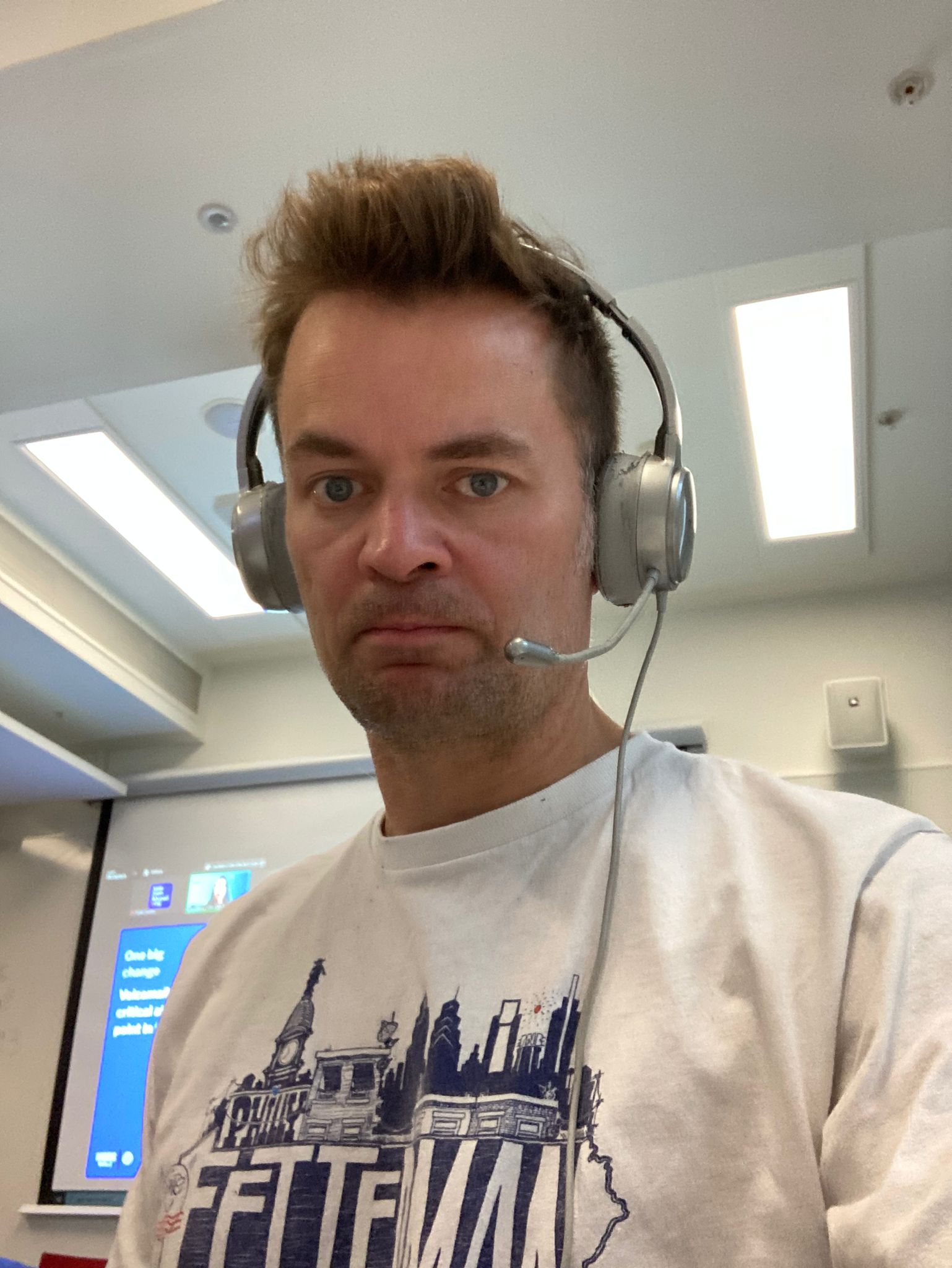 A man wearing headphones