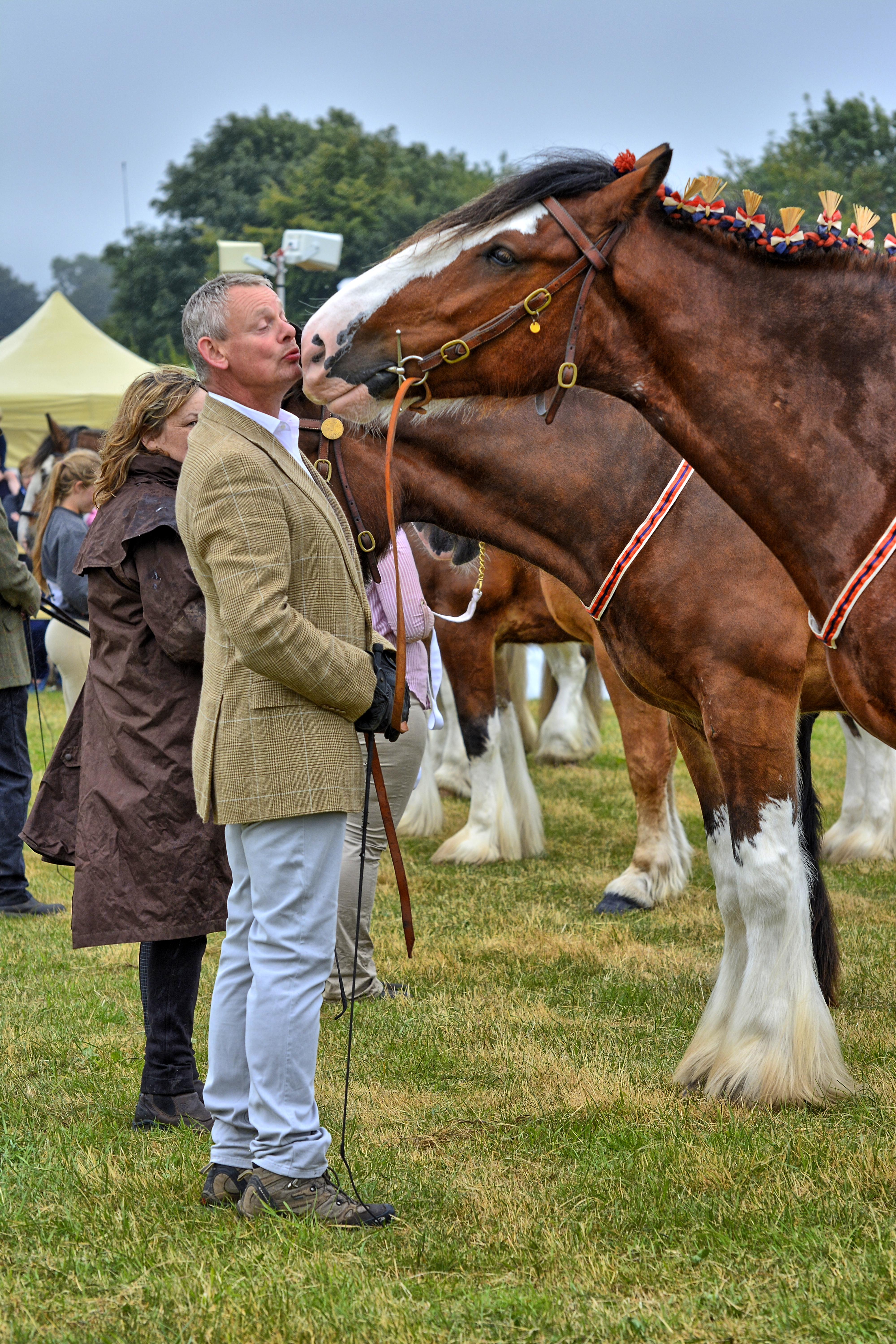 Martin Clunes kissing his horse at Buckland Fair (Alamy/PA)