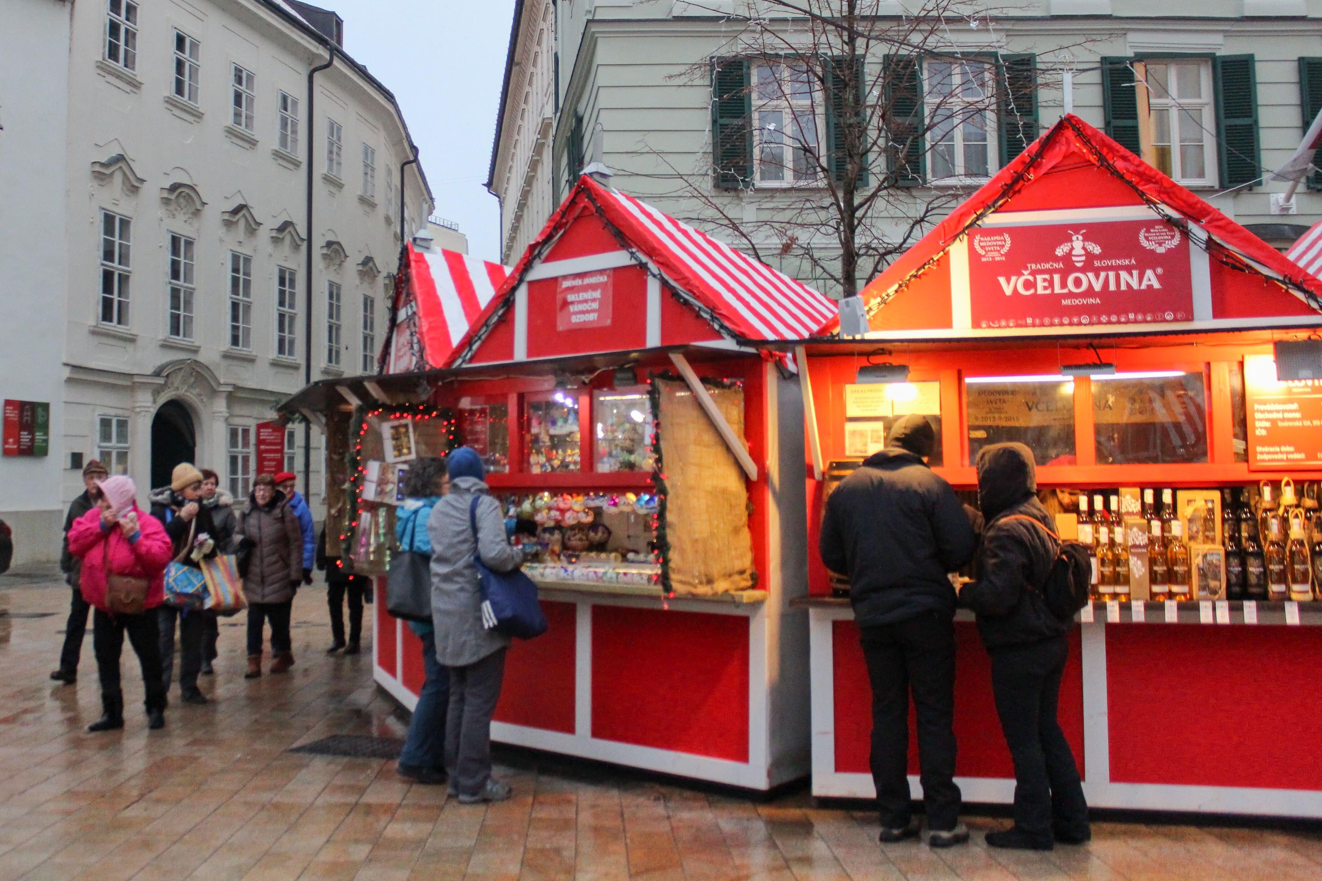 A stall at a Christmas market in Bratislava