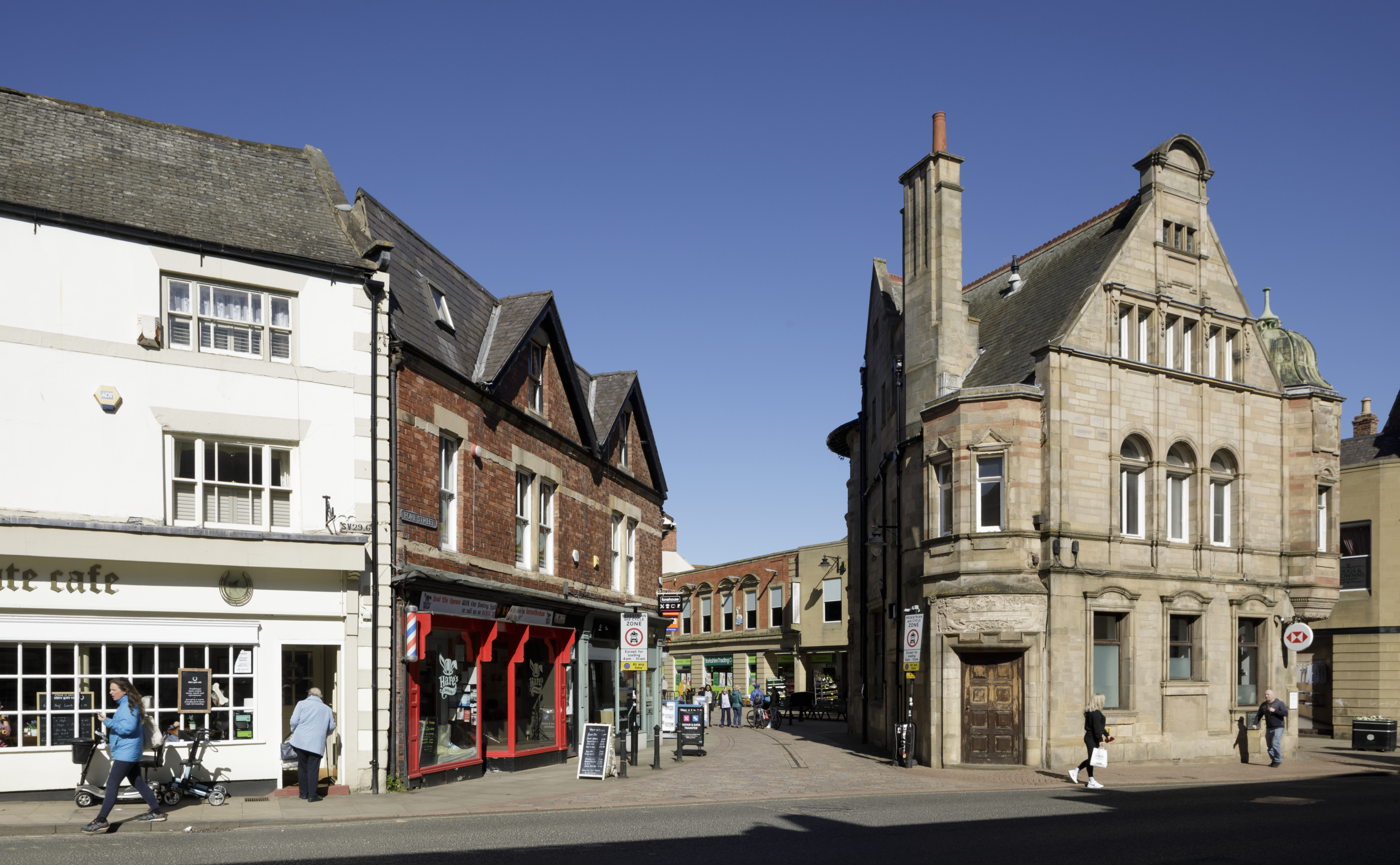 Shops and buildings in Hexham's conservation area