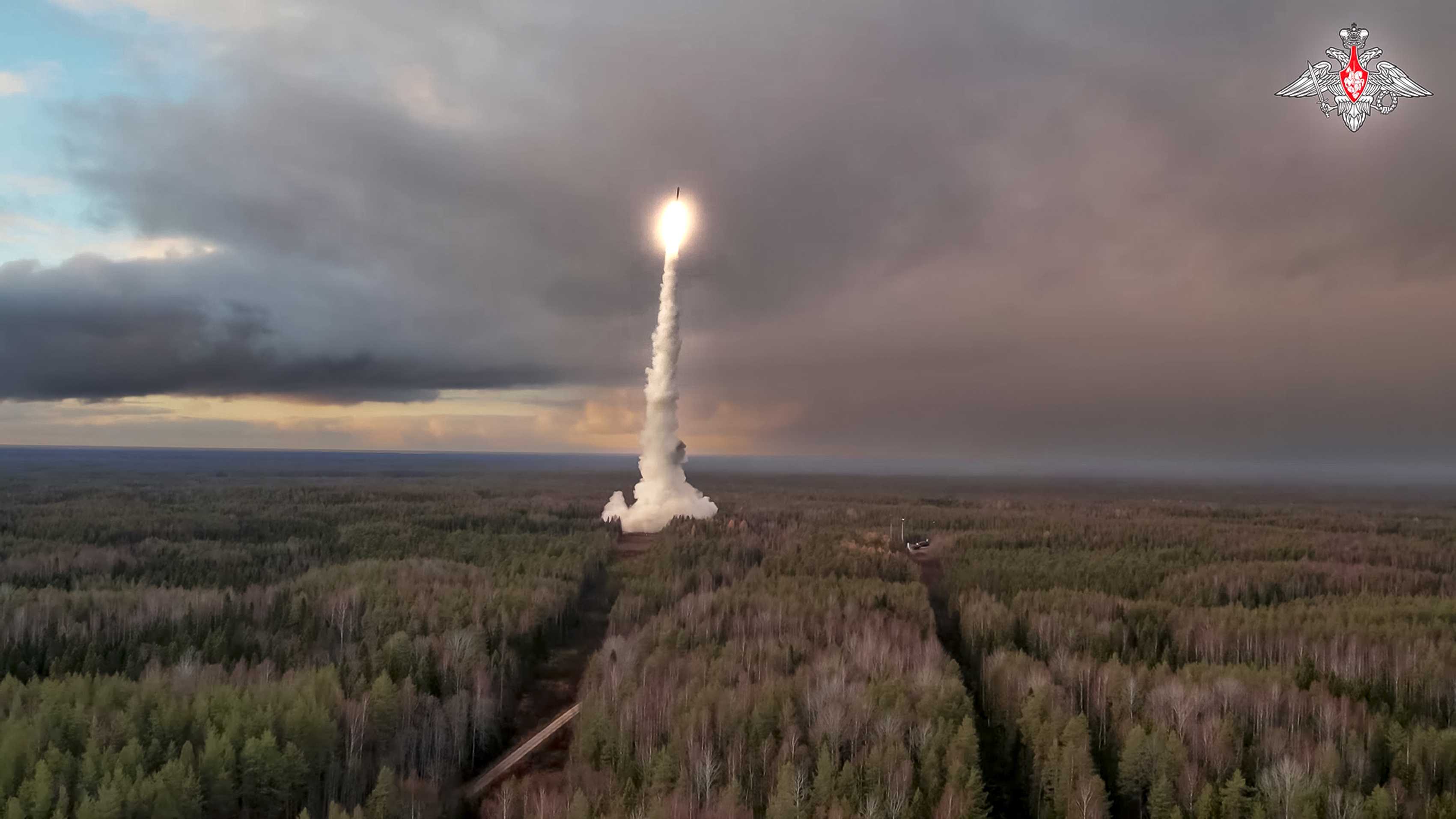 A Yars intercontinental ballistic missile being test-fired in northwestern Russia 