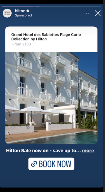 Screenshot of an offer advertised by Hilton