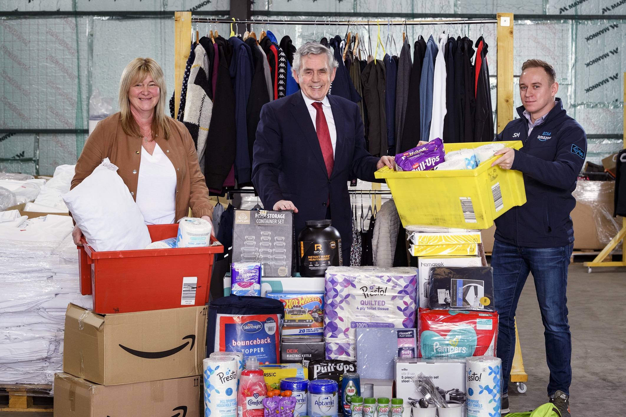 Simon McMahon (Amazon) Rt Hon Gordon Brown Pauline Buchan (The Cottage Family Centre)