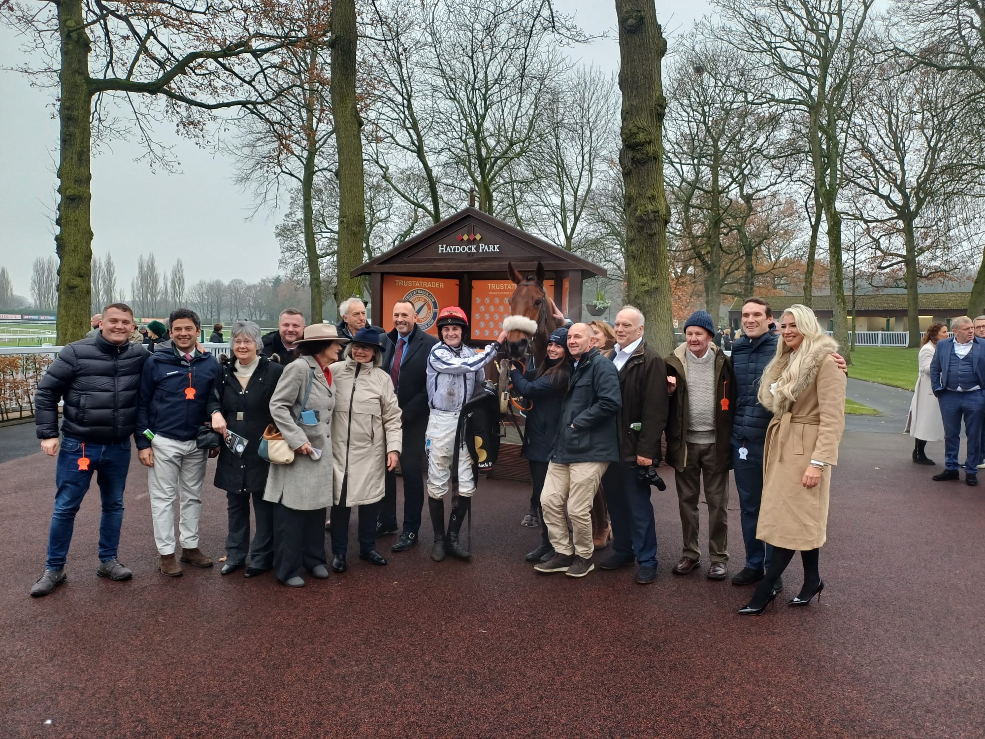 White Rhino with connections after winning at Haydock