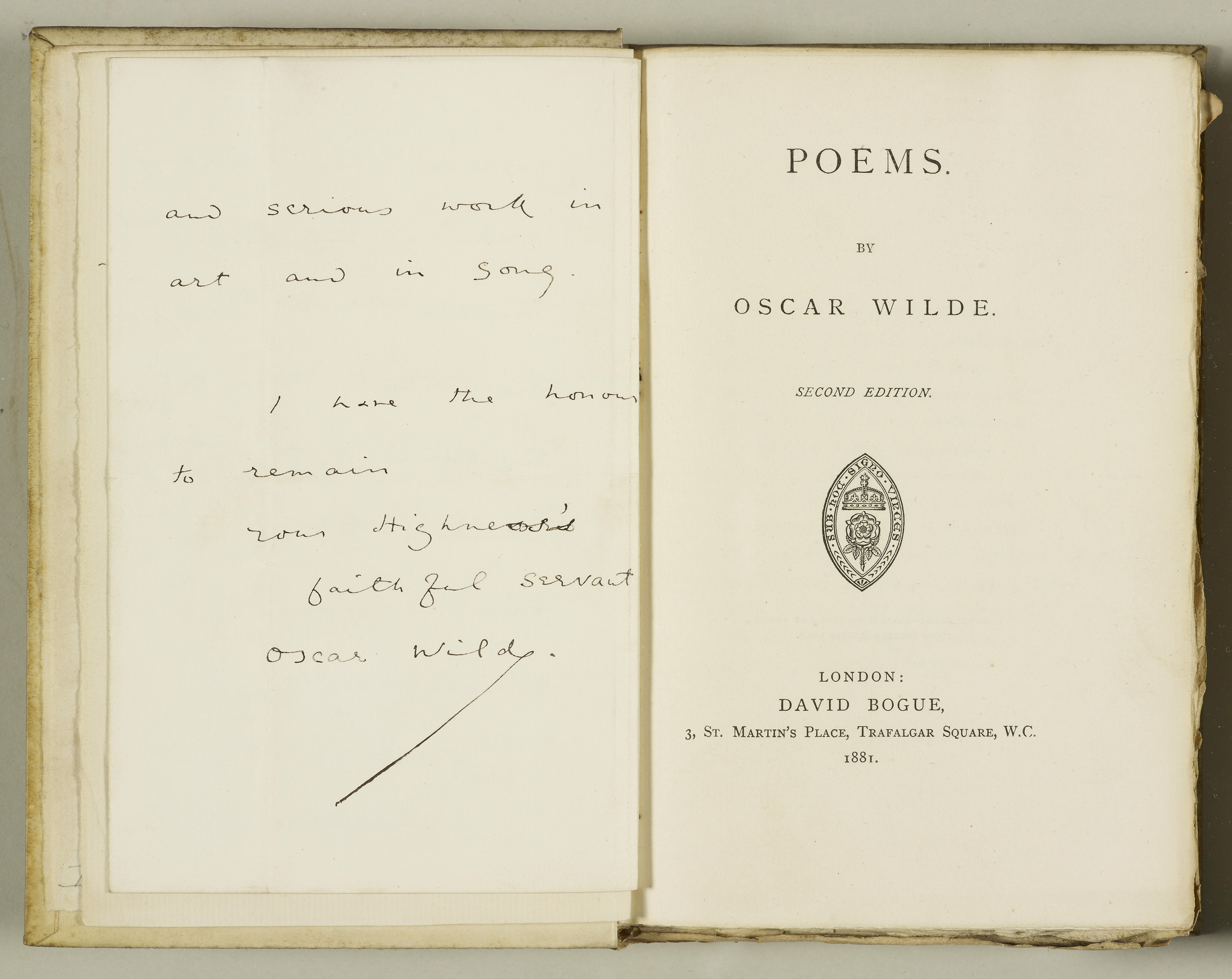 The signed copy of Oscar Wilde's Poems 