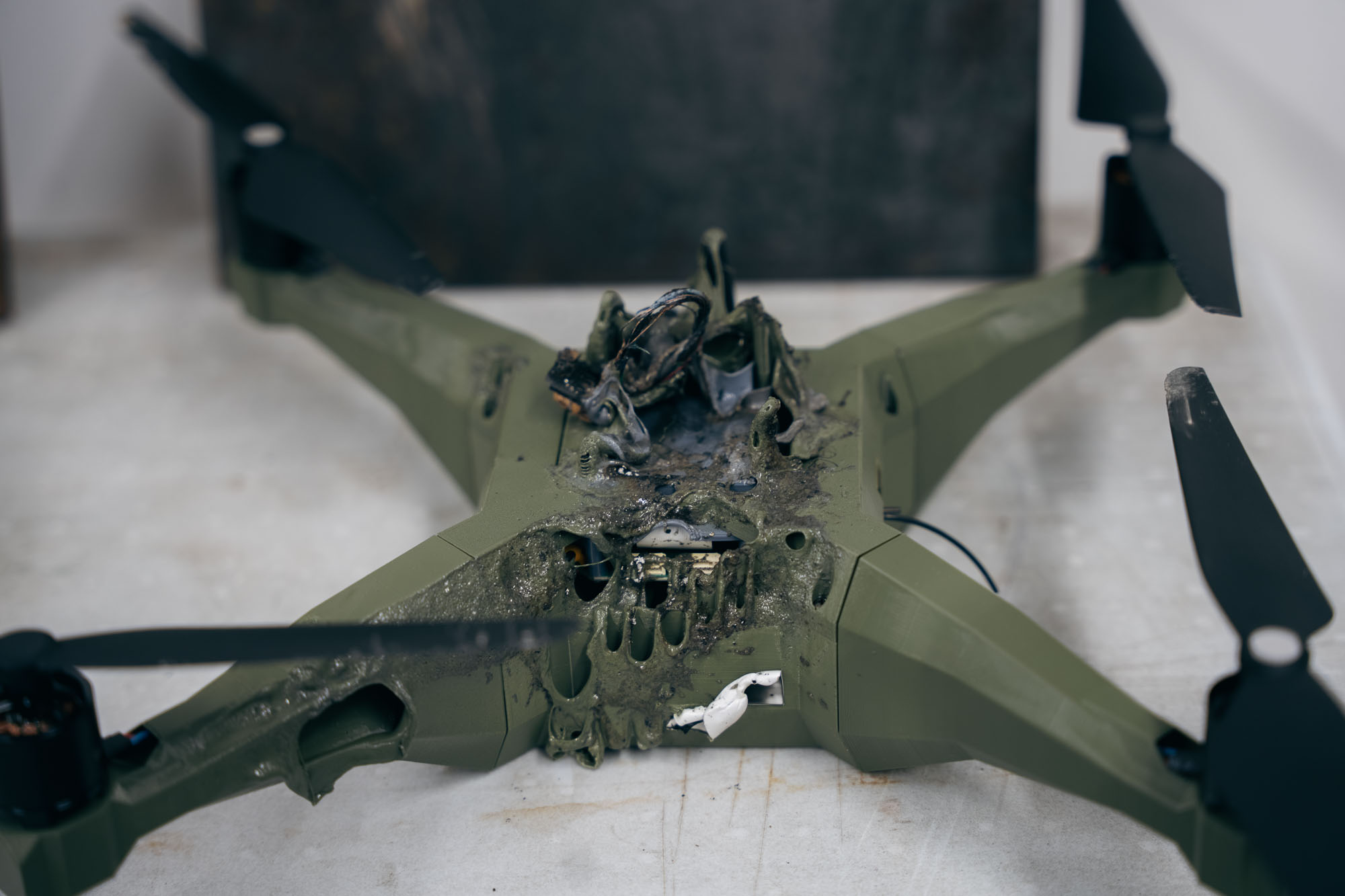 A destroyed drone