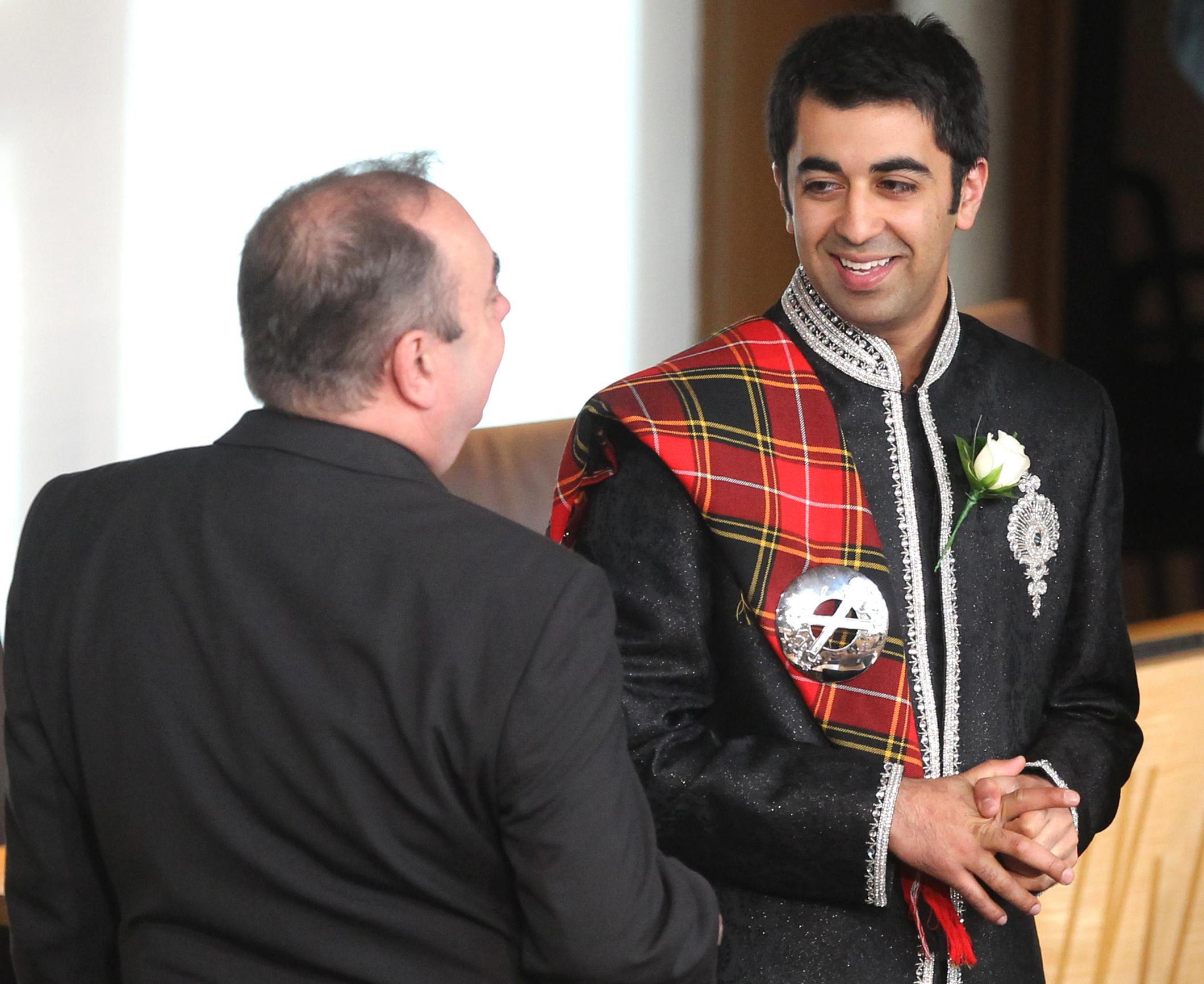 Humza Yousaf speaking to Alex Salmond