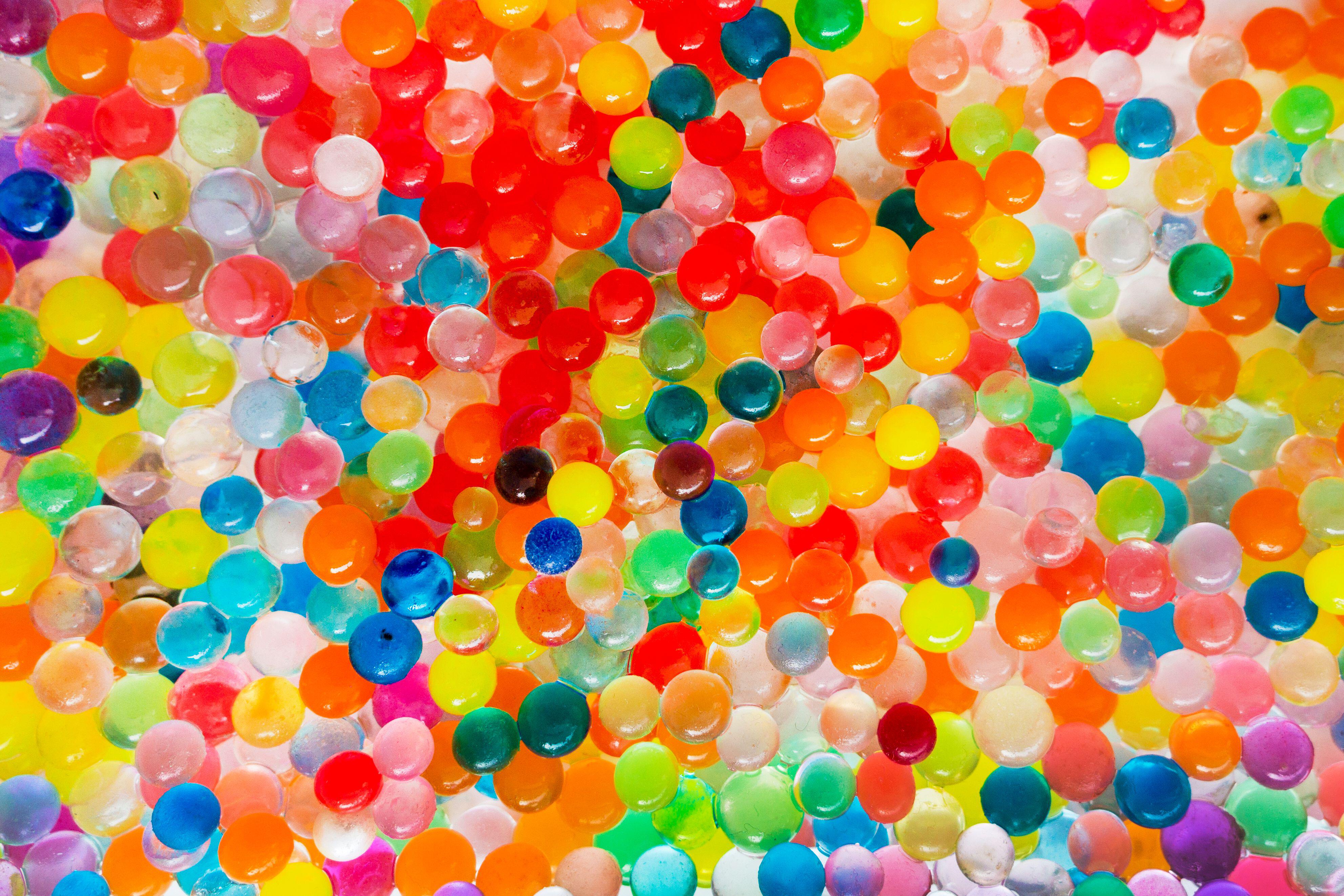 Colourful water beads