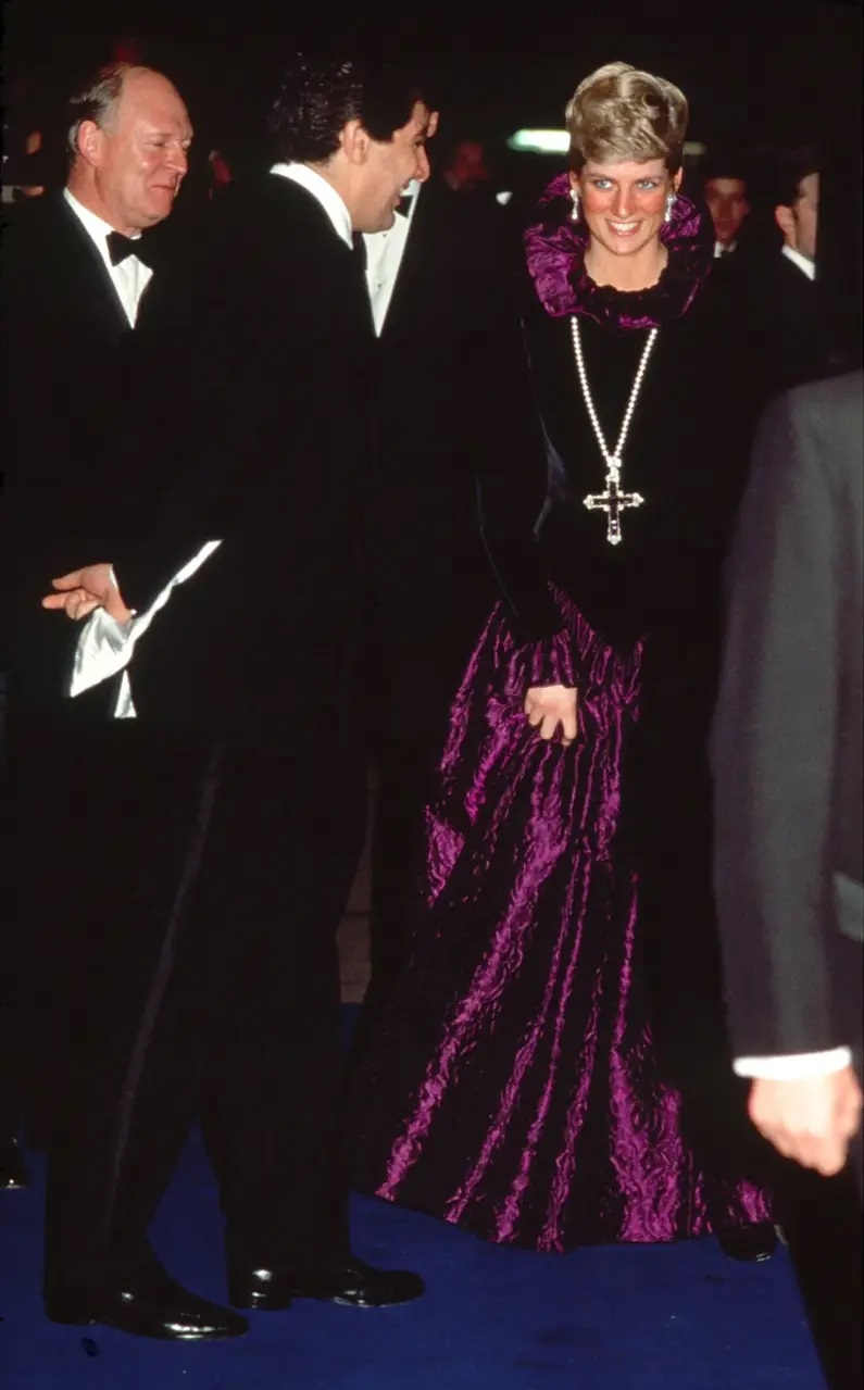 Princess Diana wears purple dress