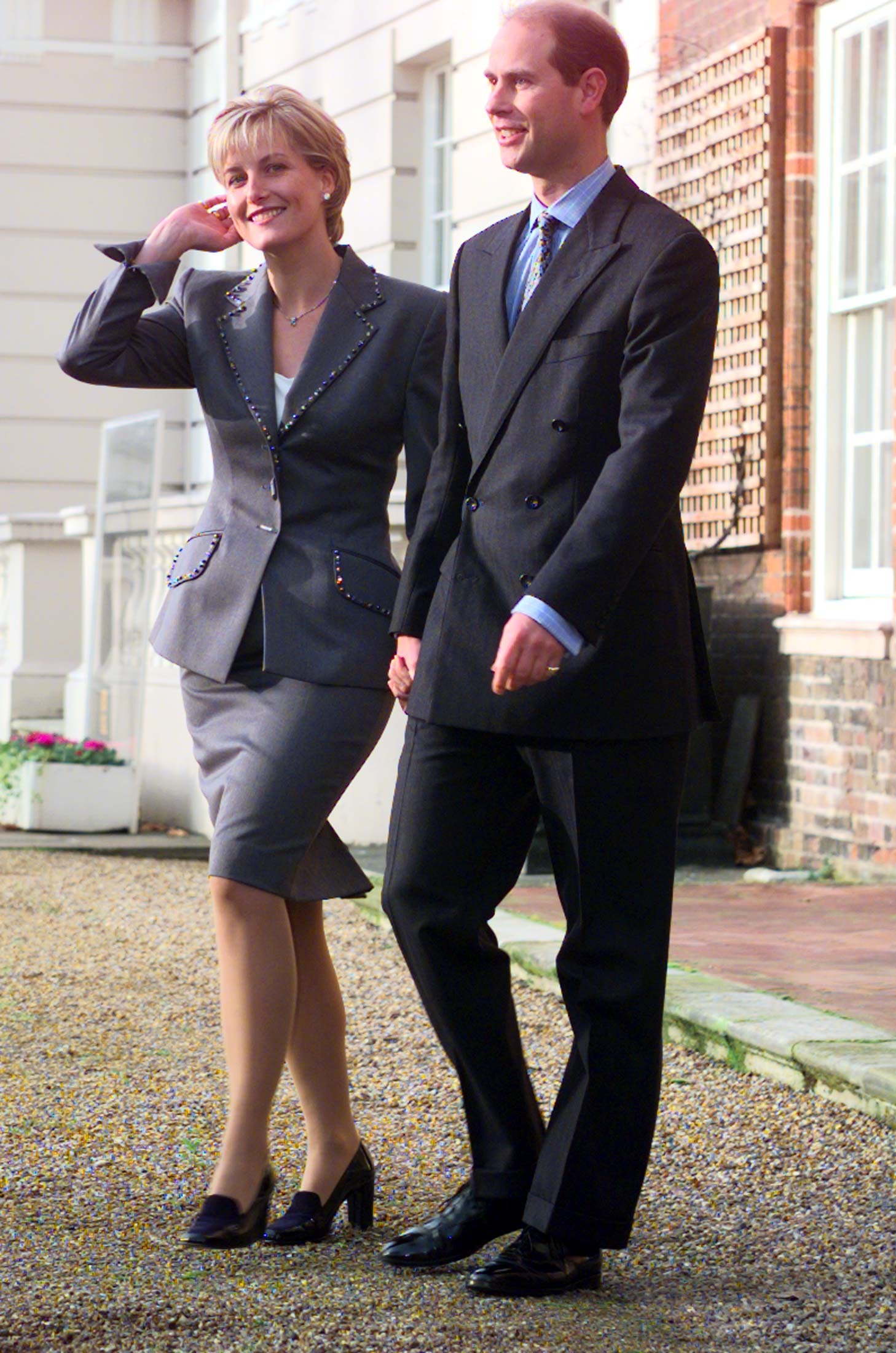 Prince Edward, the youngest son of Britain's Queen Elizabeth II, and his bride-to-be, Sophie Rhys-Jones