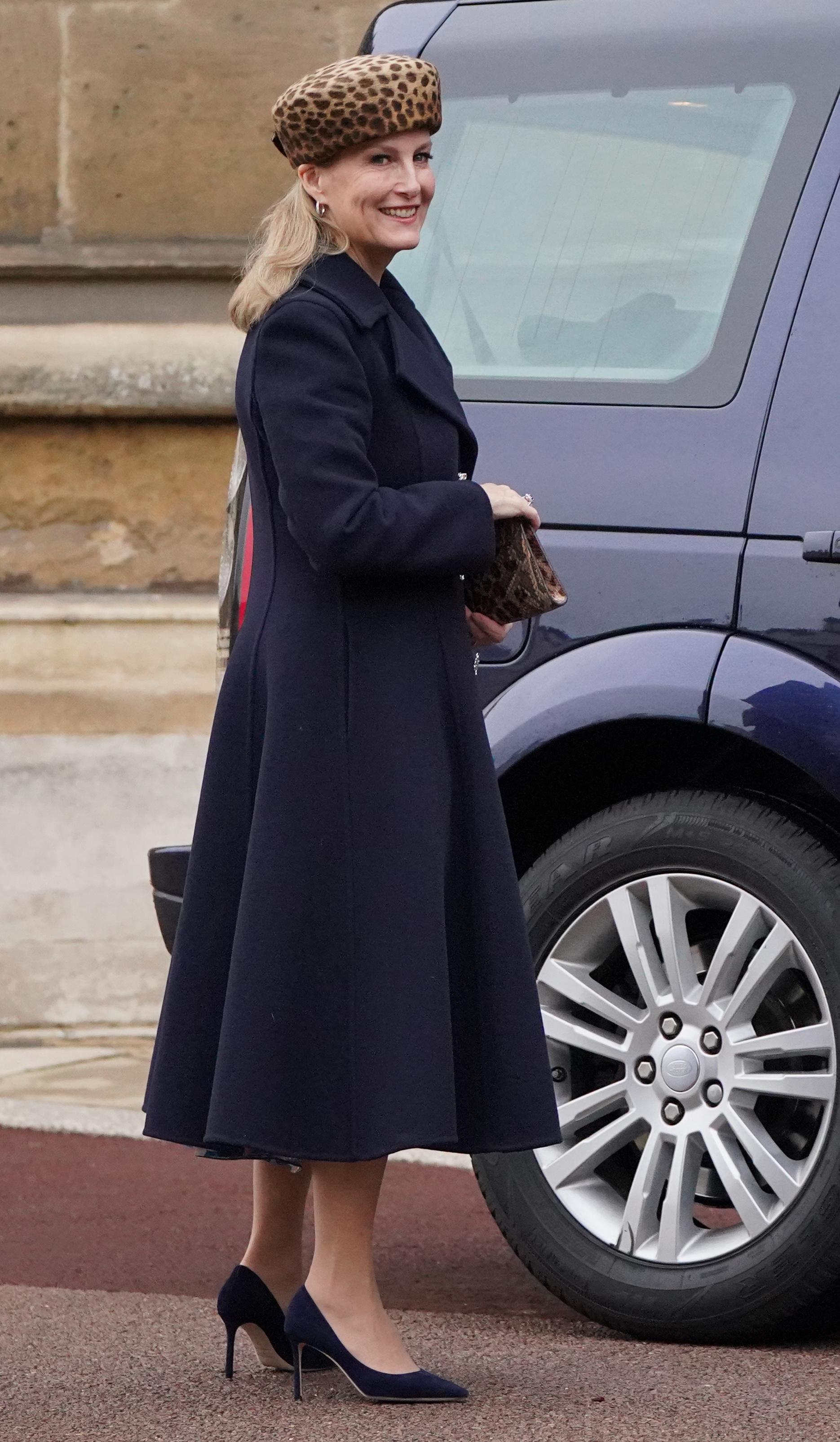 The Countess of Wessex arrives to attend the Christmas Day morning church service at St George's Chapel, Windsor Castle. Picture date: Saturday December 25, 2021.