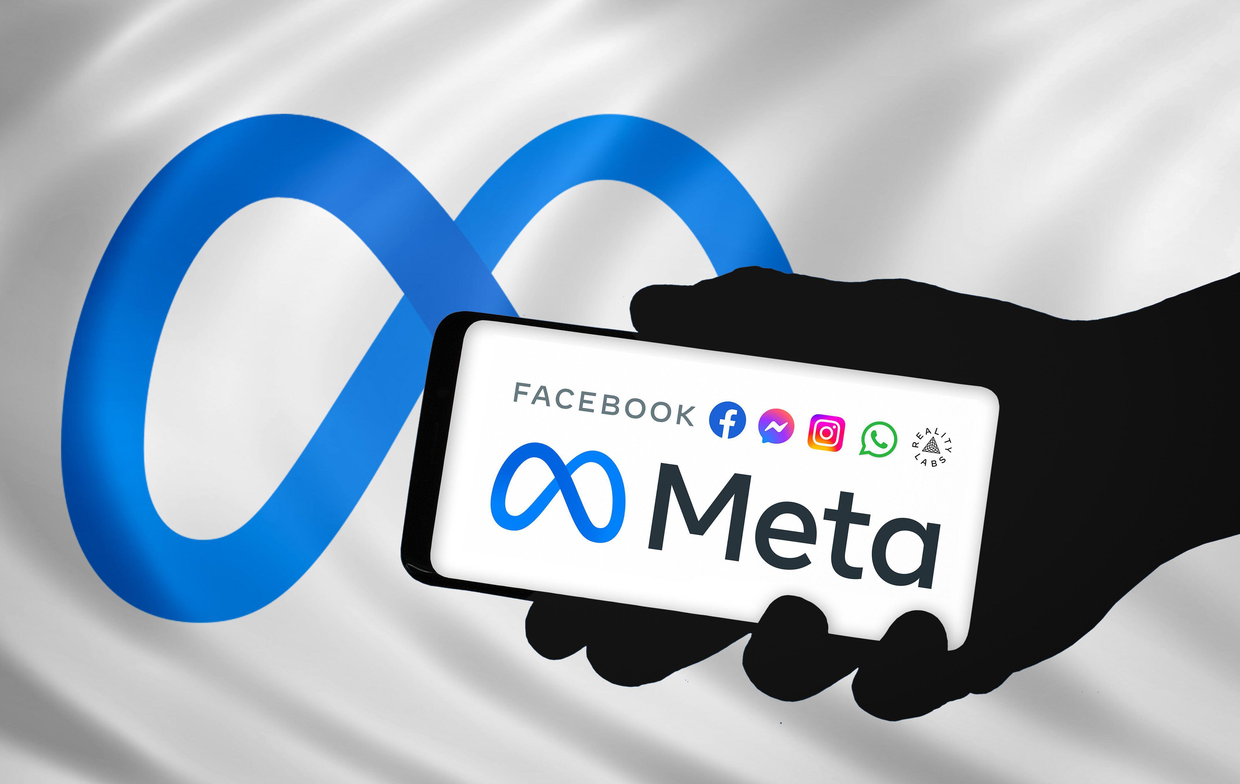 The Meta logo displayed on a smartphone