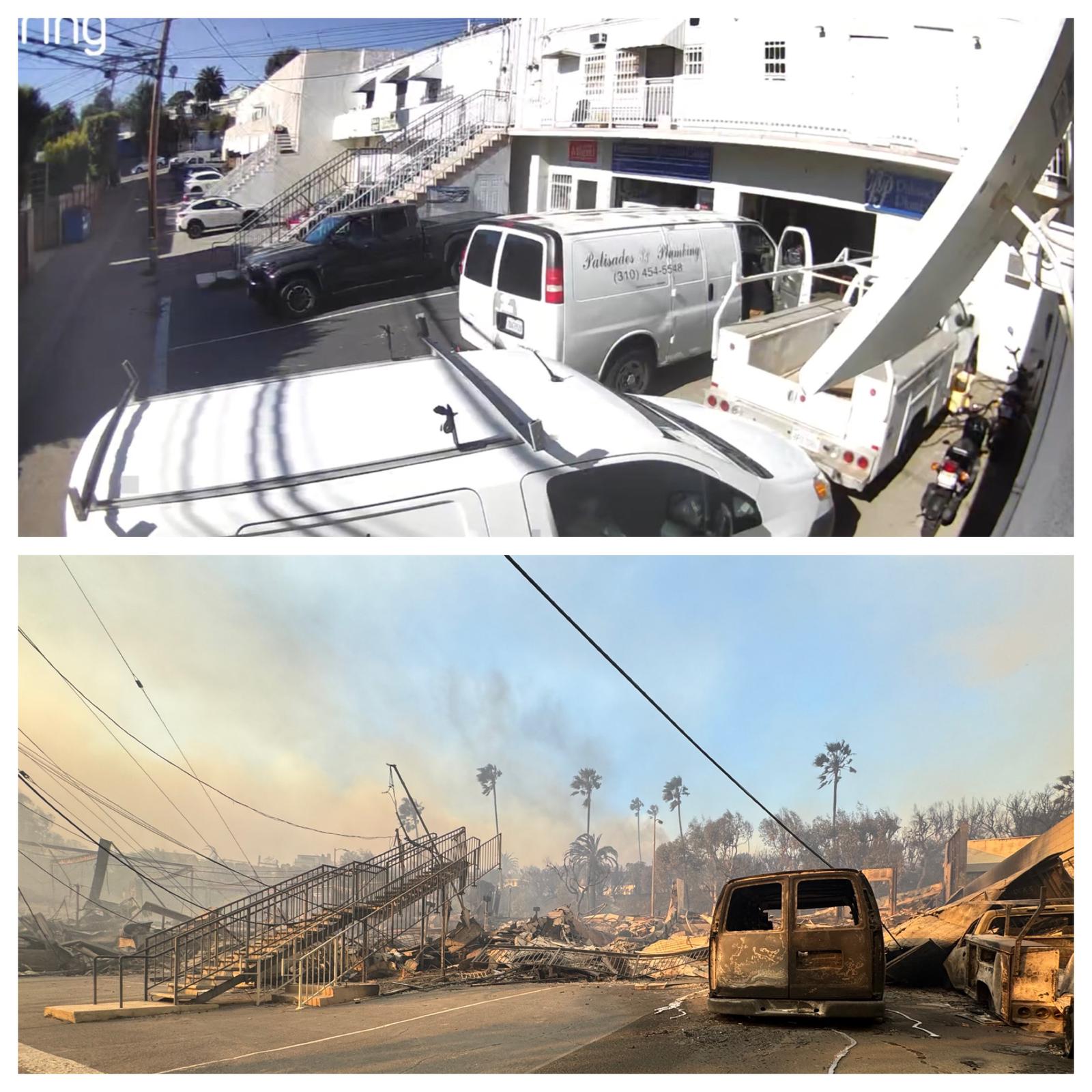 Before and after of business before it burnt down