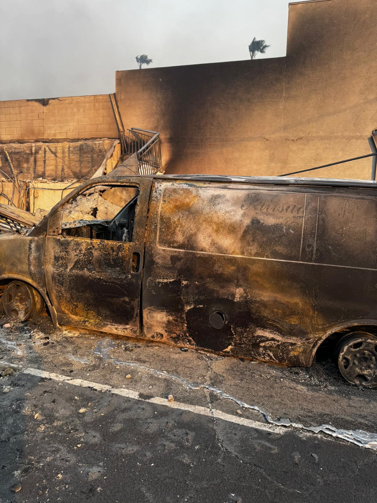 A burnt out truck