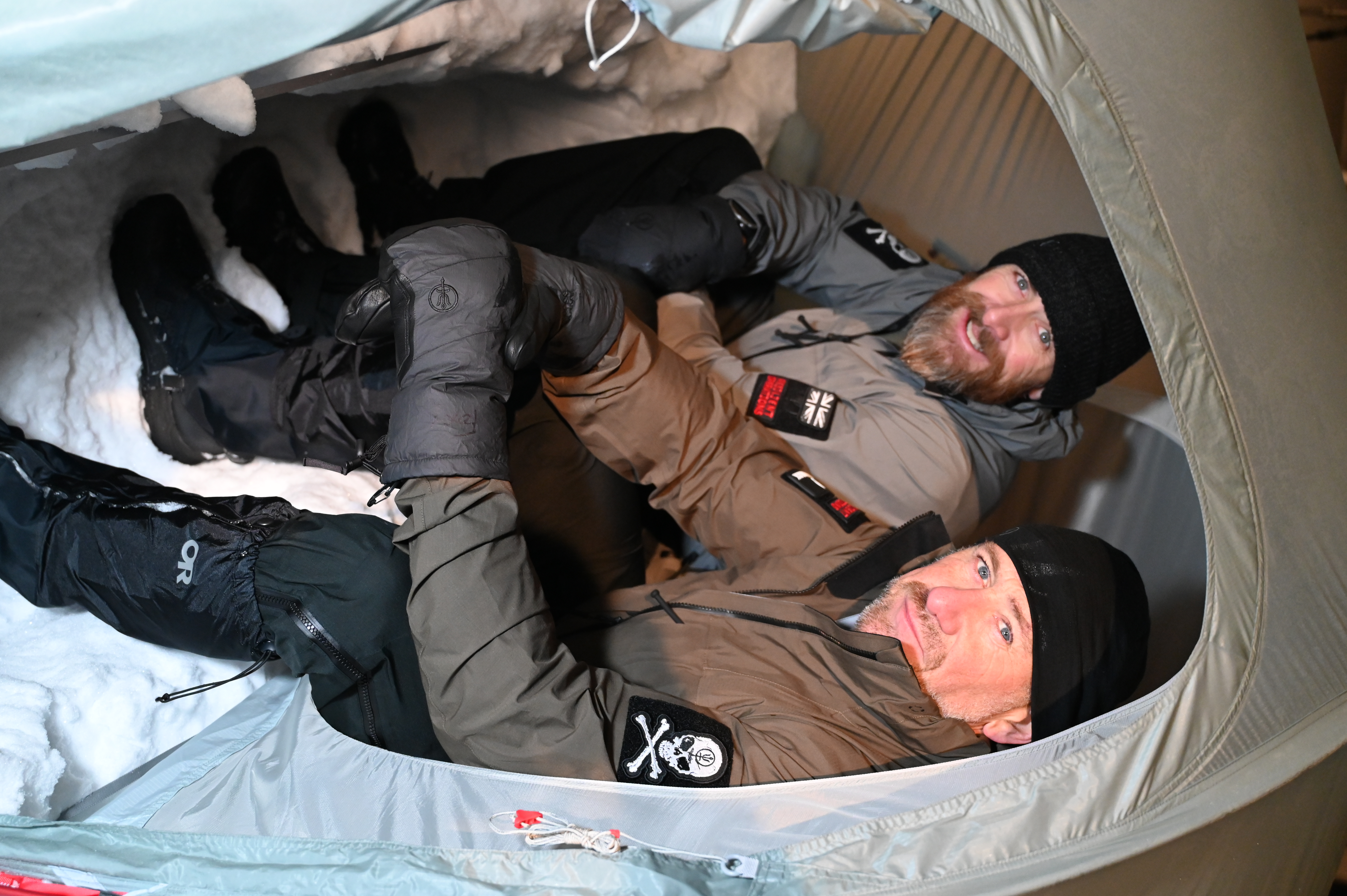 Two men in a tent