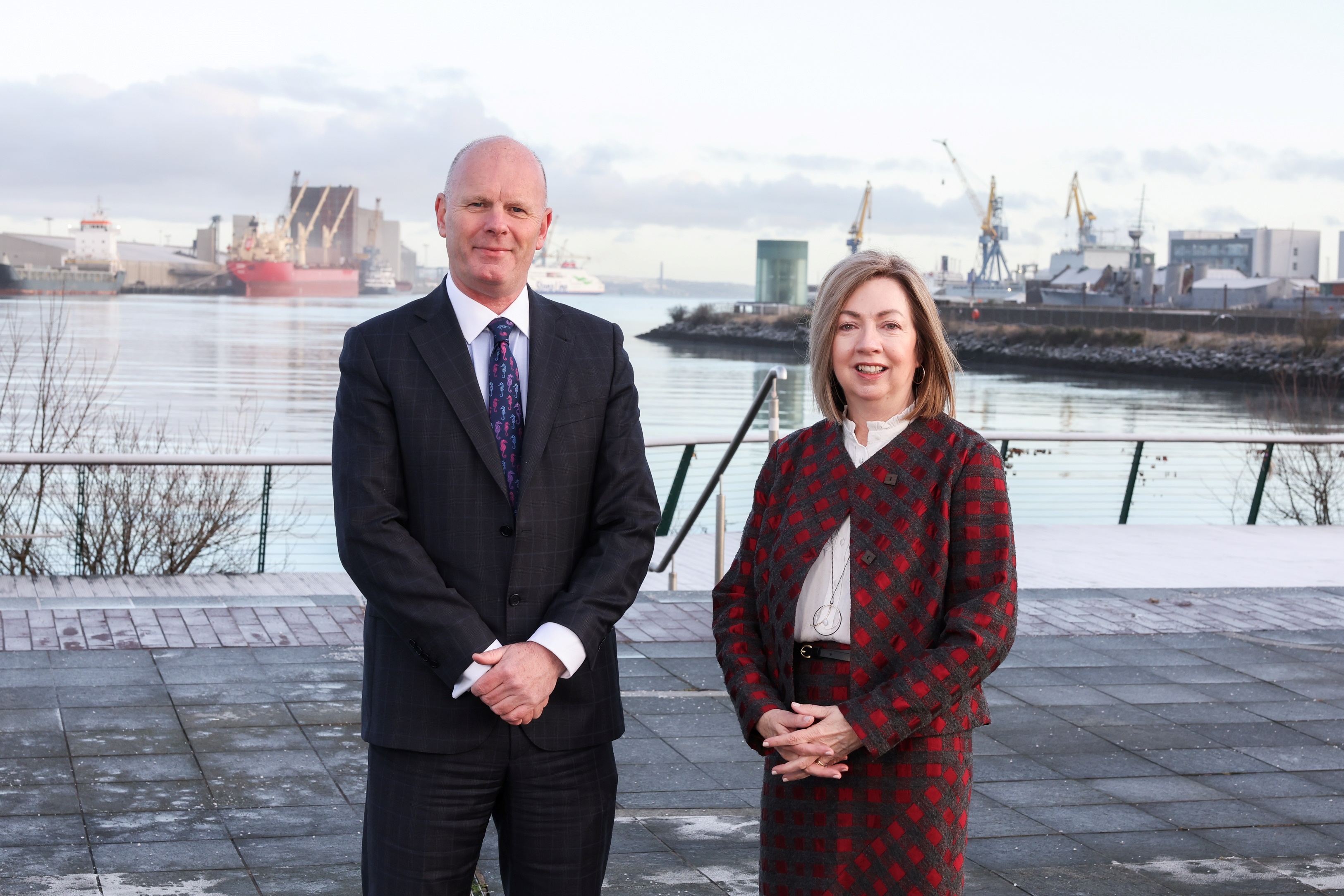 Joe O'Neill, chief executive of Belfast Harbour and Theresa Donaldson, chair of Belfast Harbour Commissioners