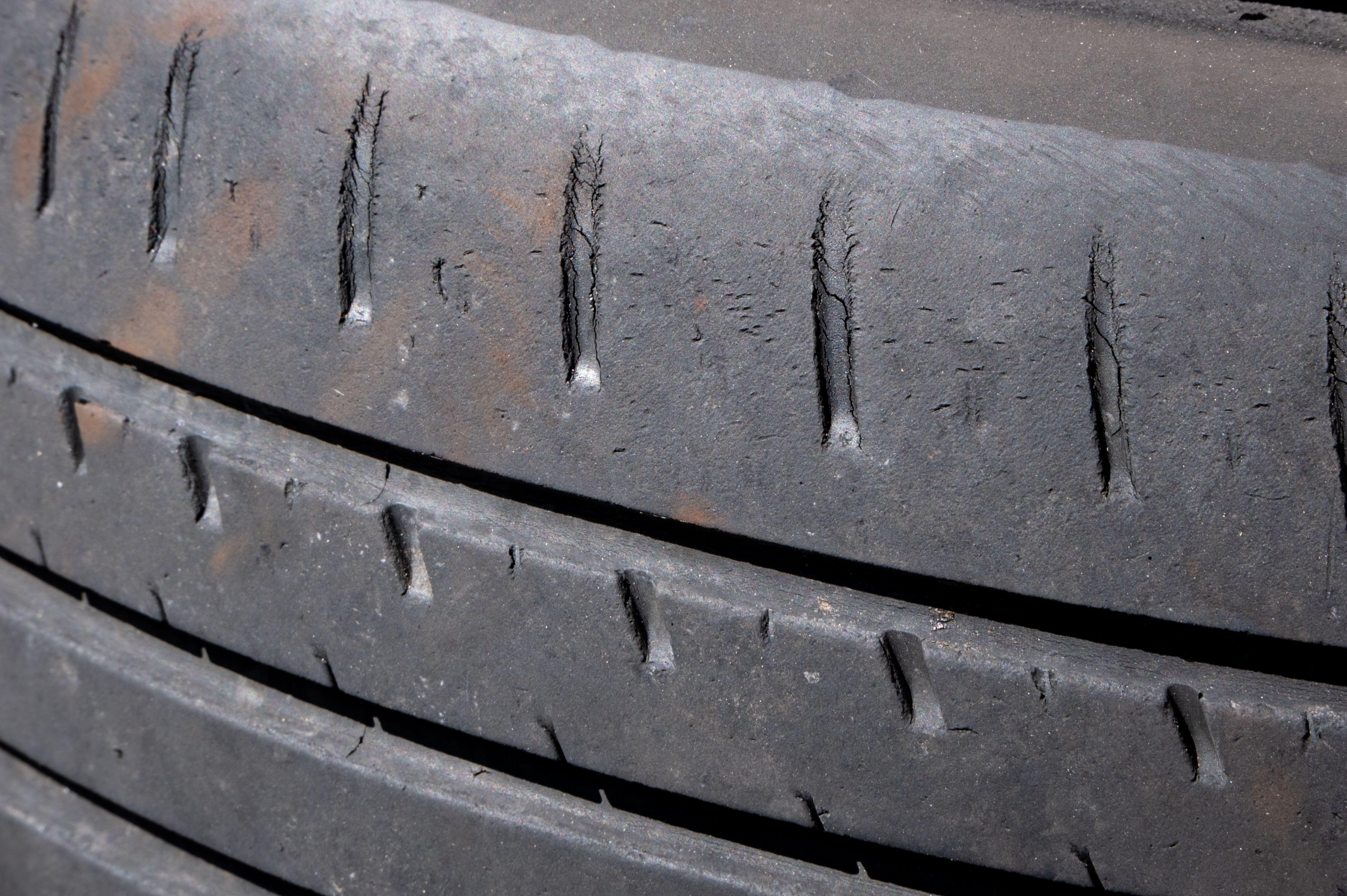 A tyre tread in close-up