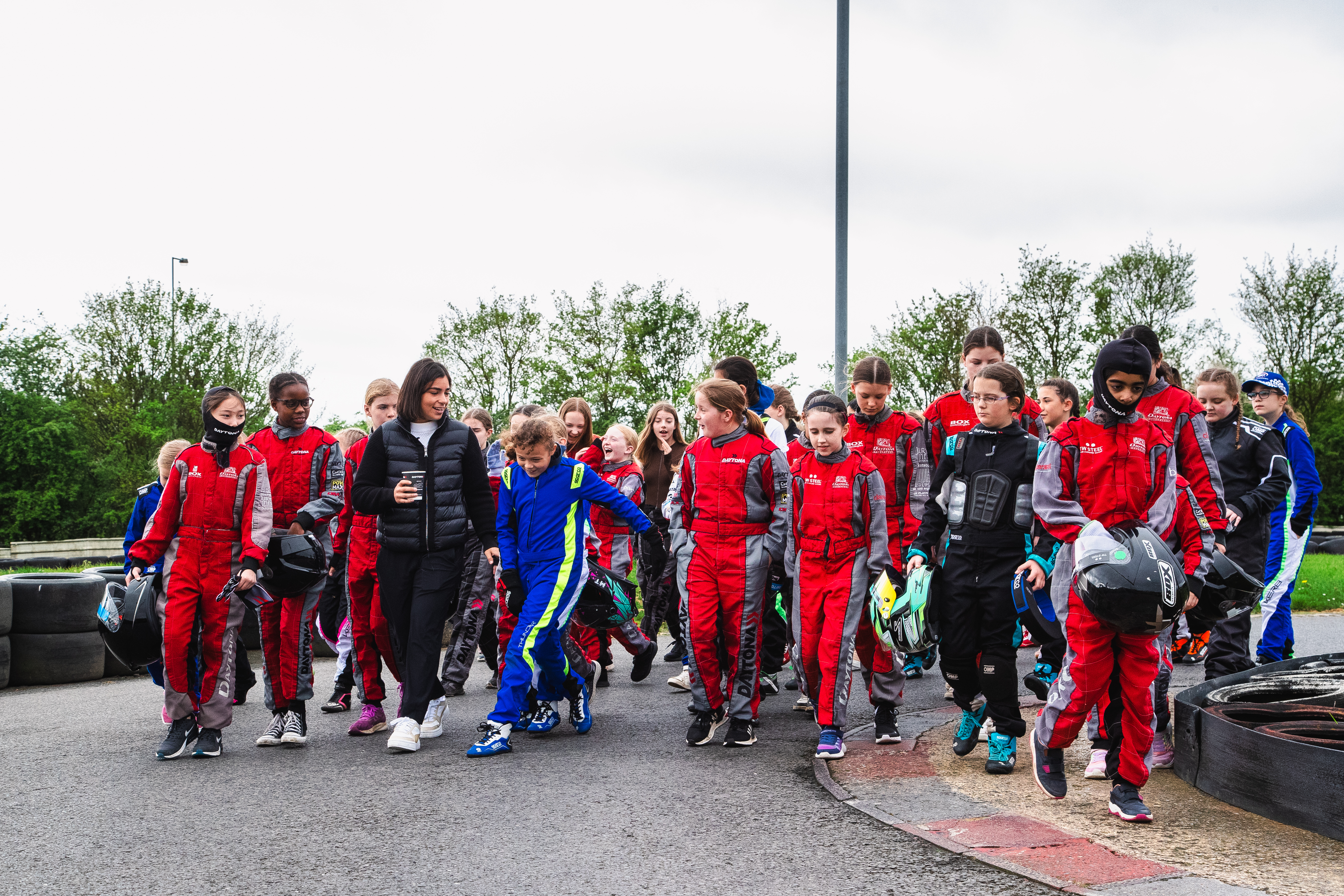 Jamie Chadwick with the young female drivers