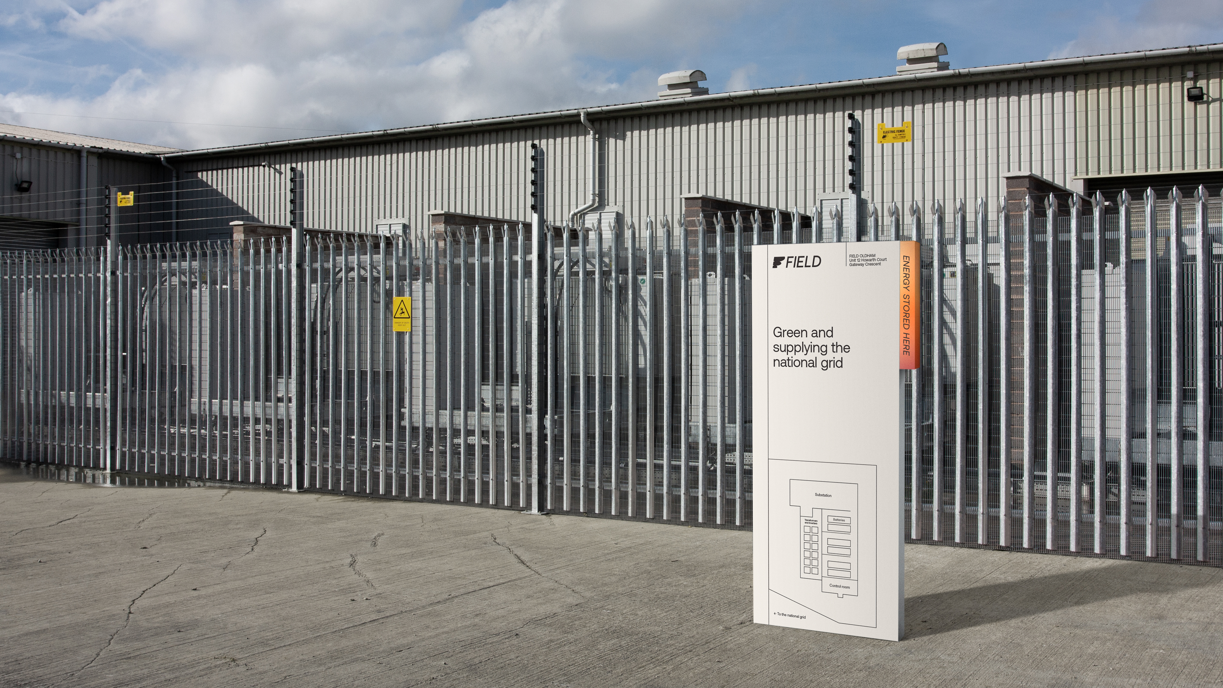 Exterior view of a Field battery storage site