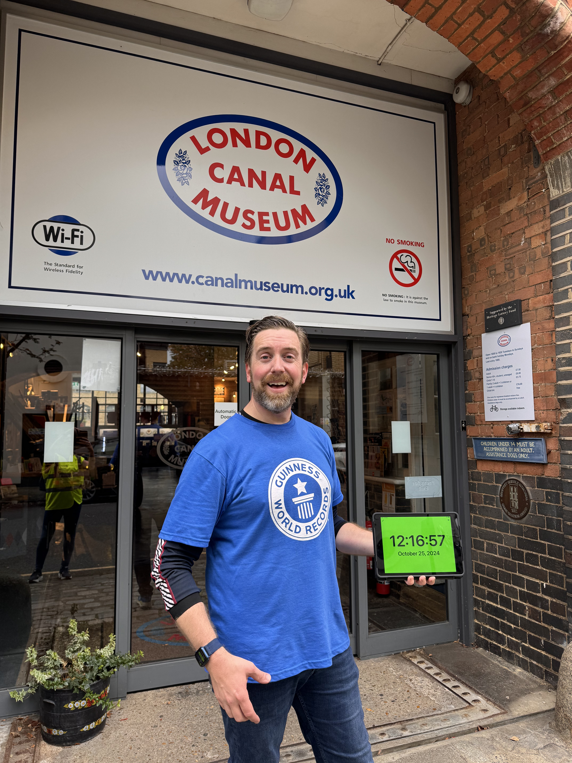 Ben Melham outside the London Canal Museum