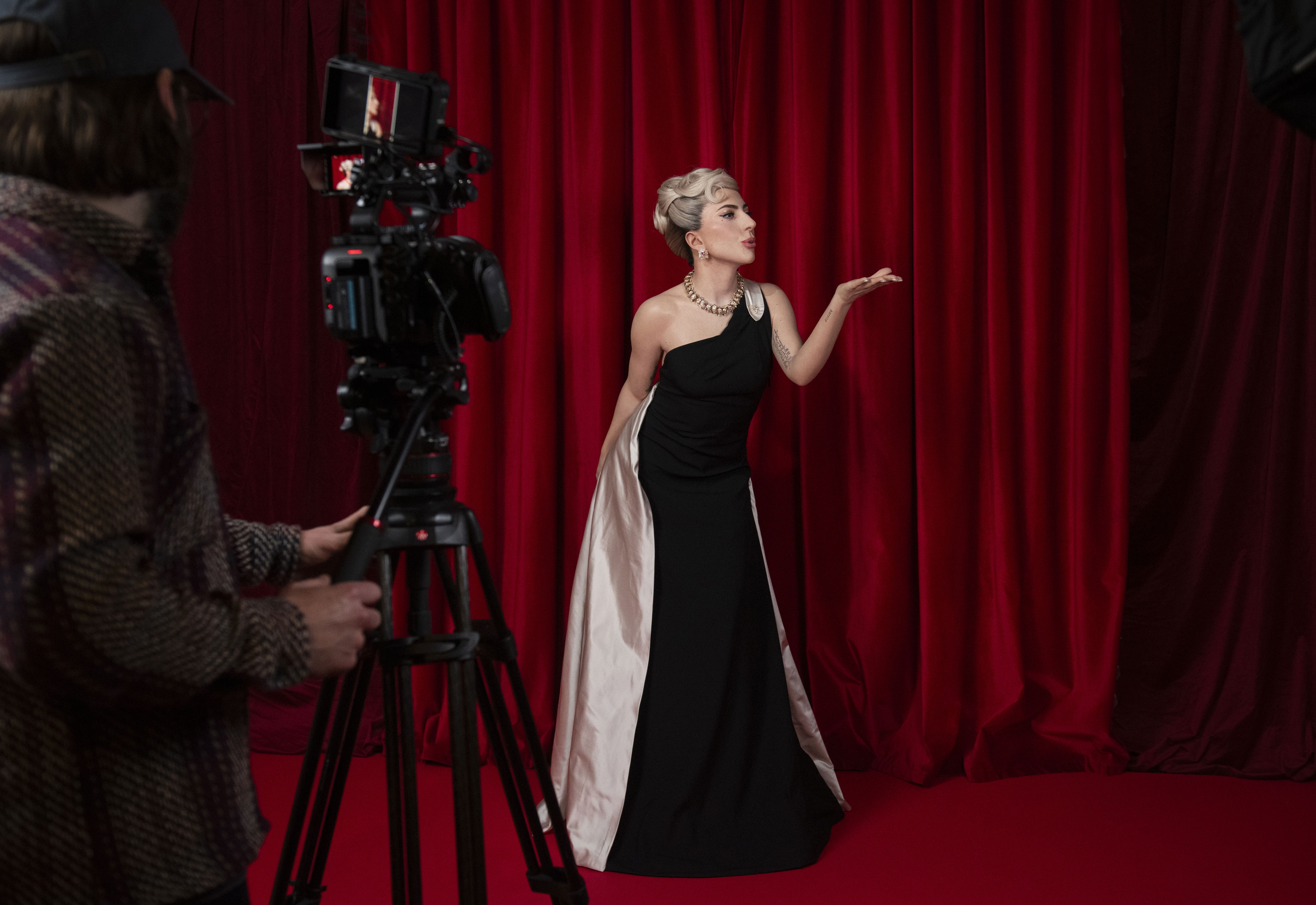 Waxwork of Lady Gaga blowing a kiss at Madame Tussauds London