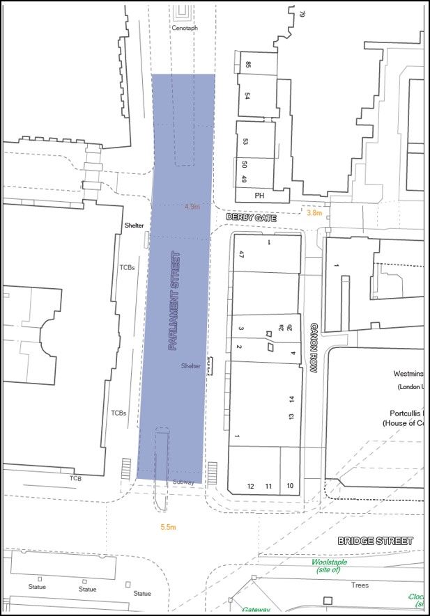 On arrival at the end of the 'Unite the Kingdom' march, they must only assemble in the area marked in blue on the map. 