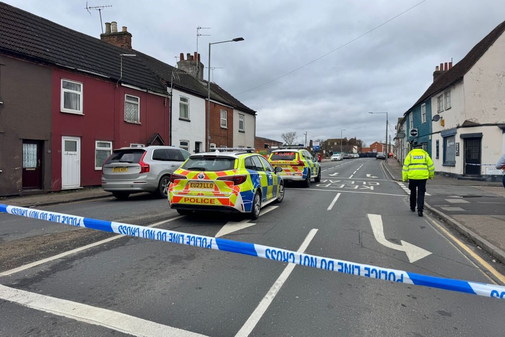 Police at the scene of a crash in Colchester