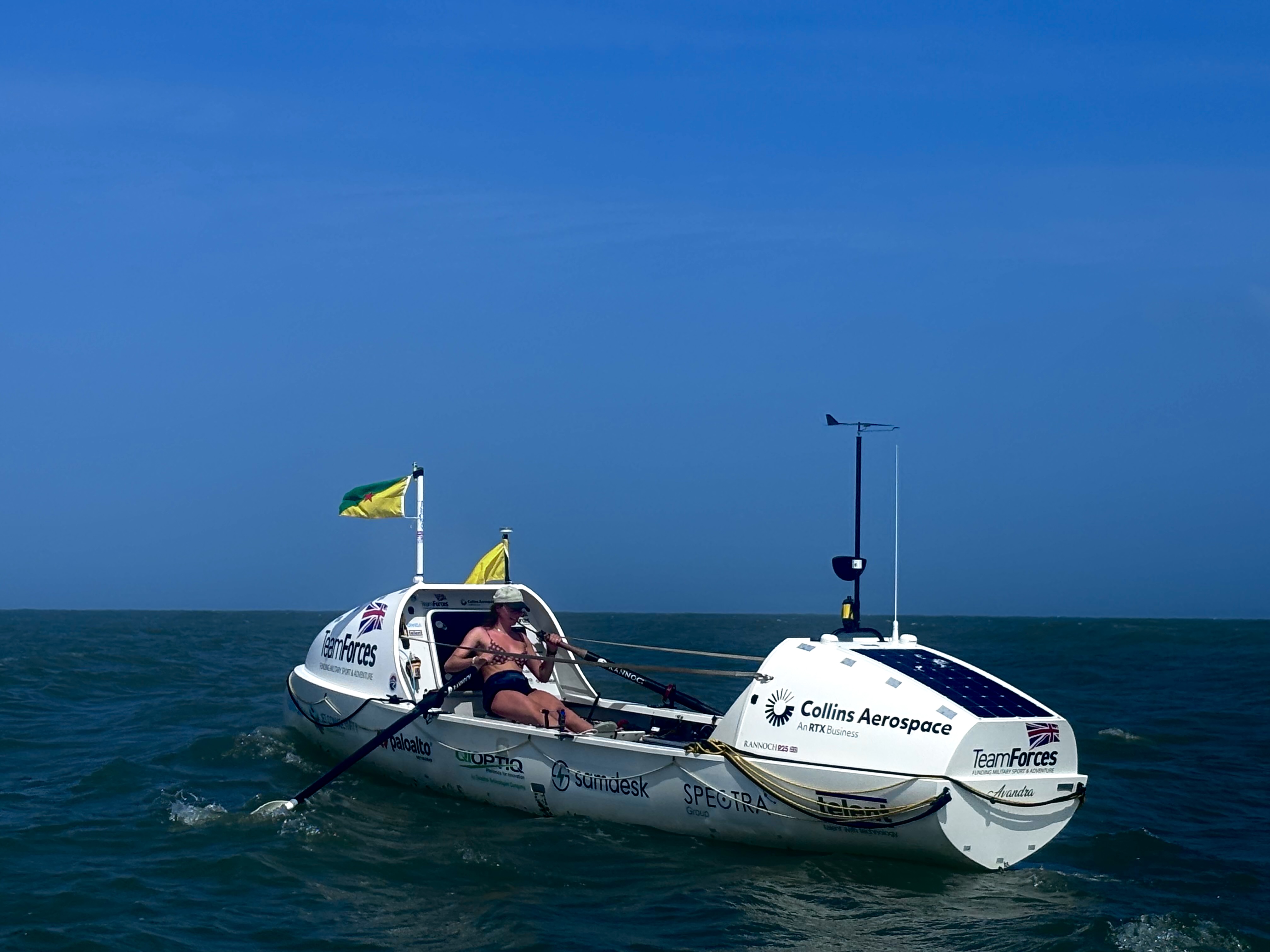 Zara Lachlan rowing her boat