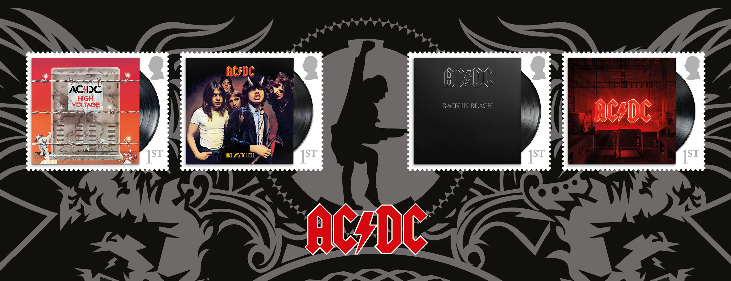 The ACDC miniature sheet stamps