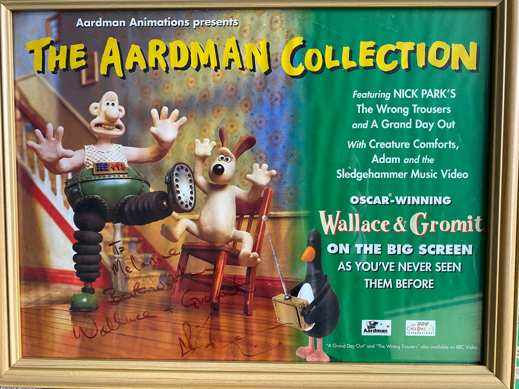 Wallace and Gromit poster signed by Nick Park