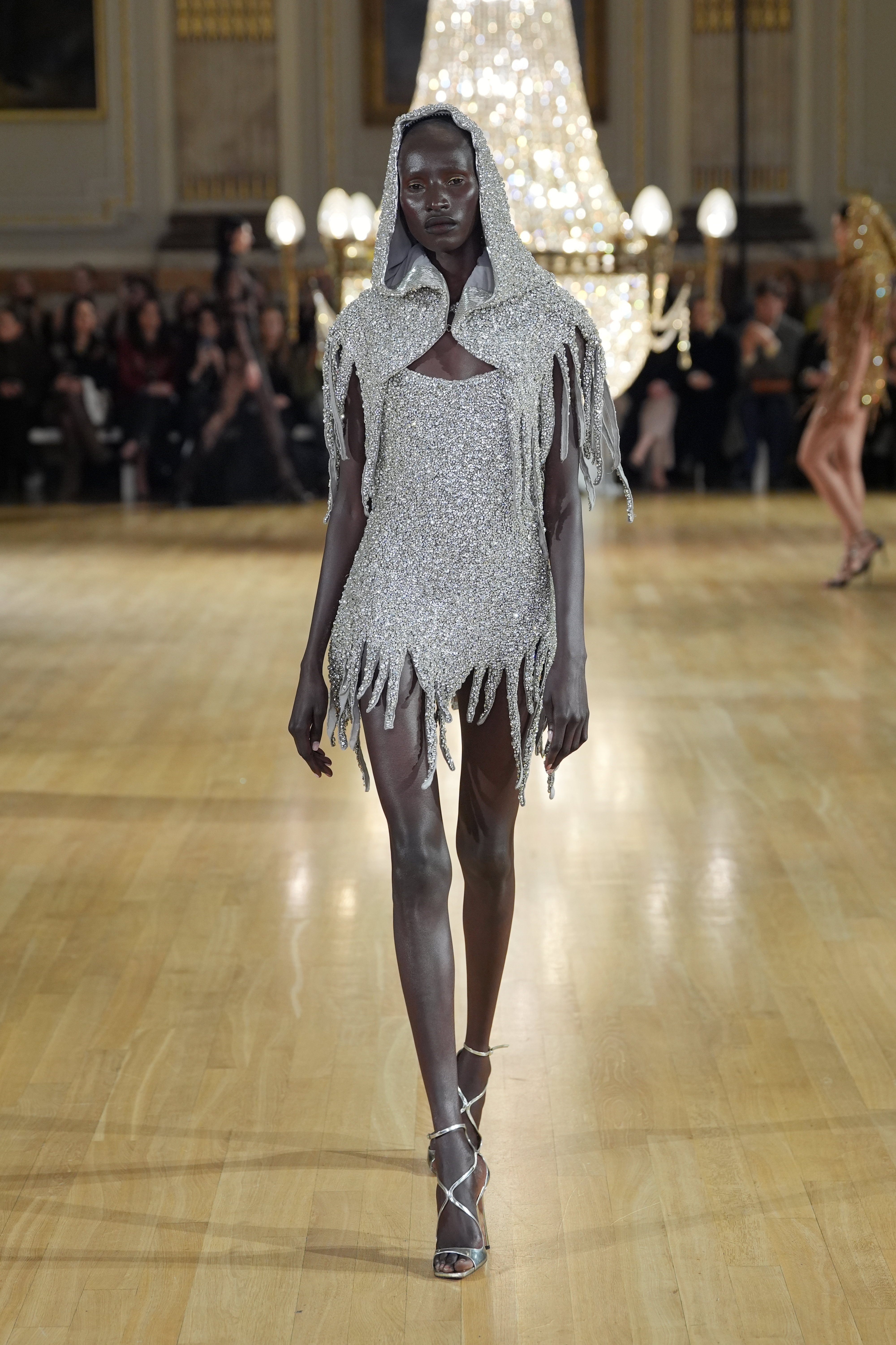 A model on the catwalk during the Annie's Ibiza Collection show at Institution of Civil Engineers, central London, during London Fashion Week. Picture date: Saturday February 22, 2025.