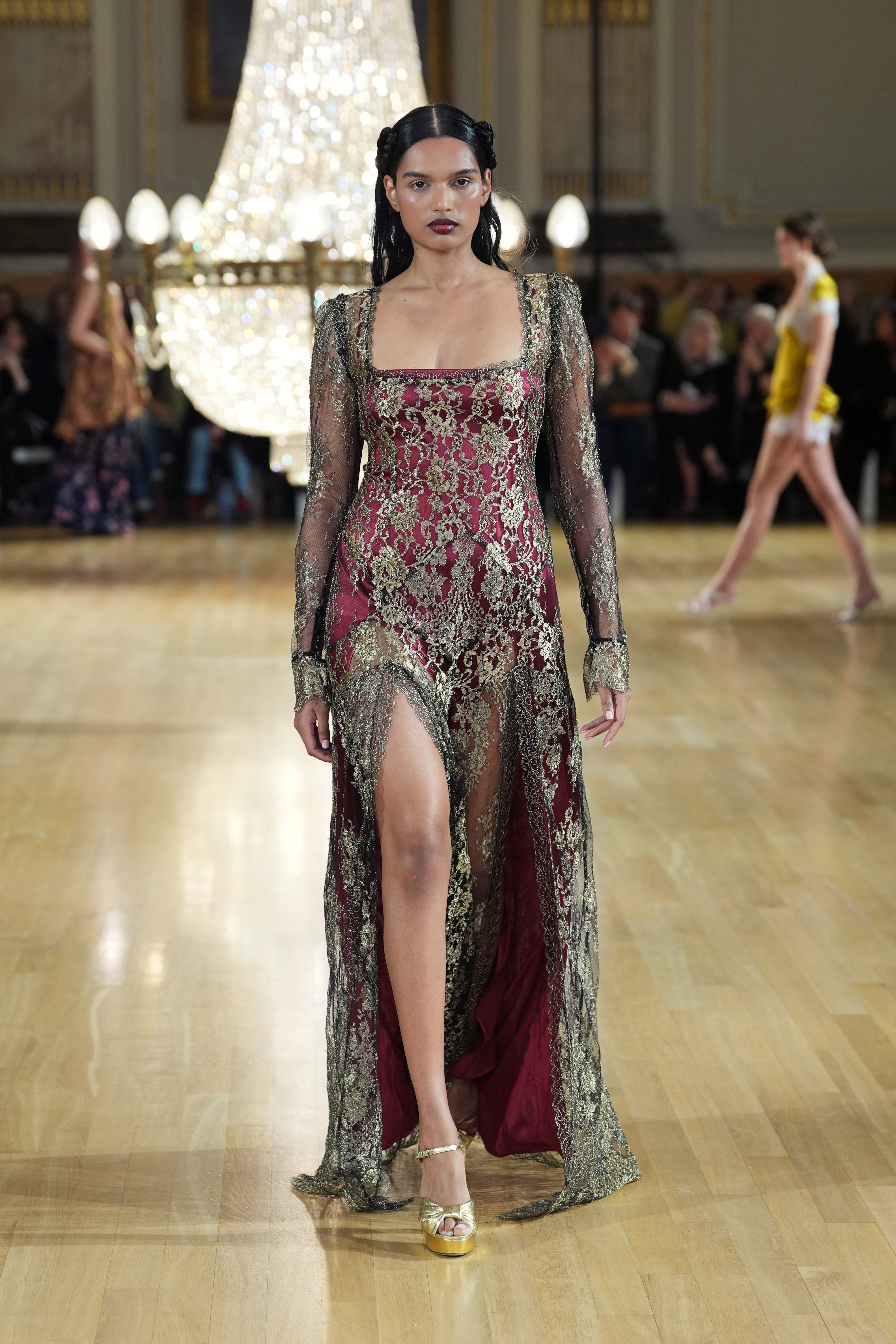 A model on the catwalk during the Annie's Ibiza Collection show at Institution of Civil Engineers, central London, during London Fashion Week. Picture date: Saturday February 22, 2025.