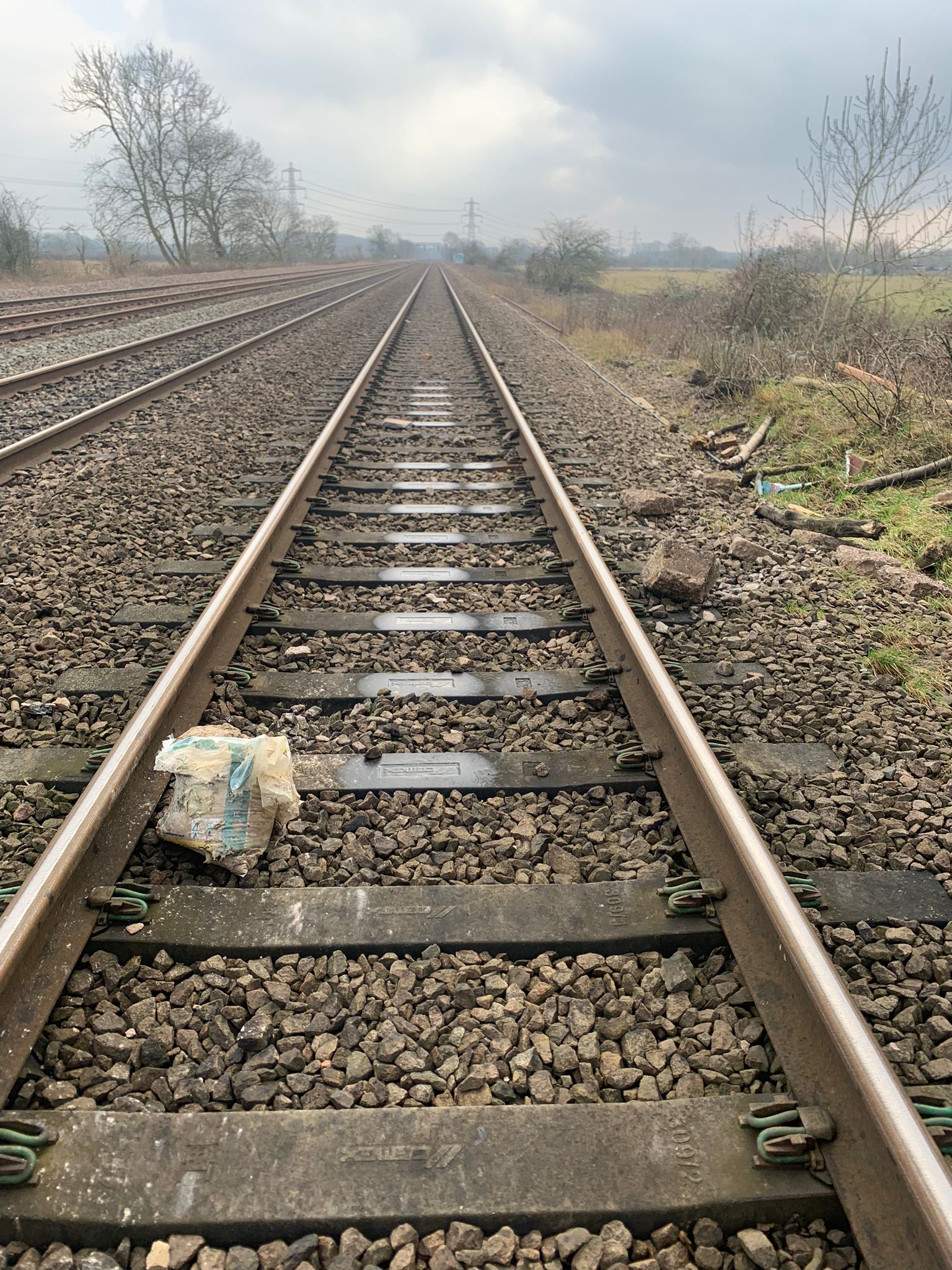 Building material left on train tracks