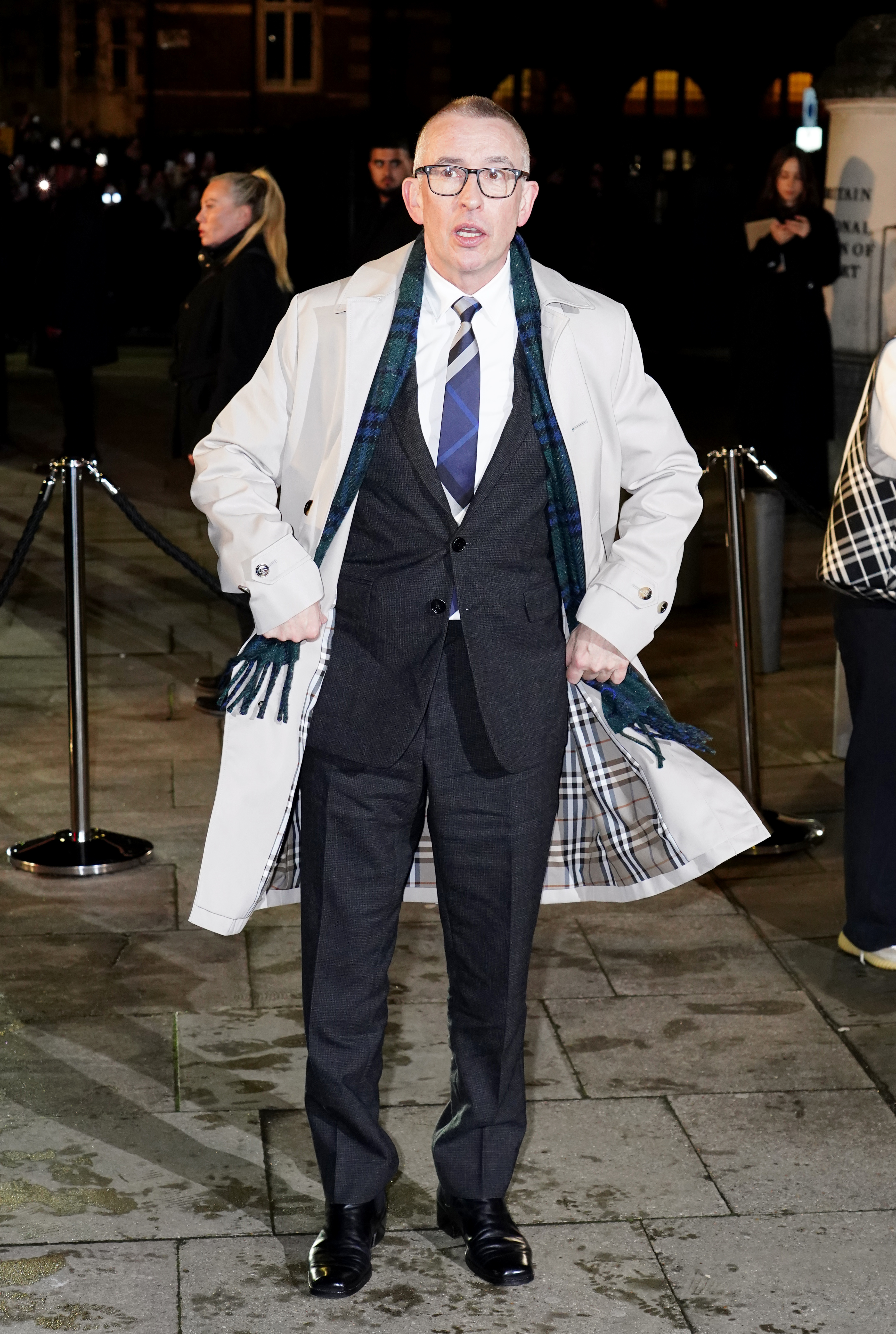Steve Coogan arriving at the Burberry show at Tate Britain, London, during London Fashion Week. Picture date: Monday February 24, 2025.