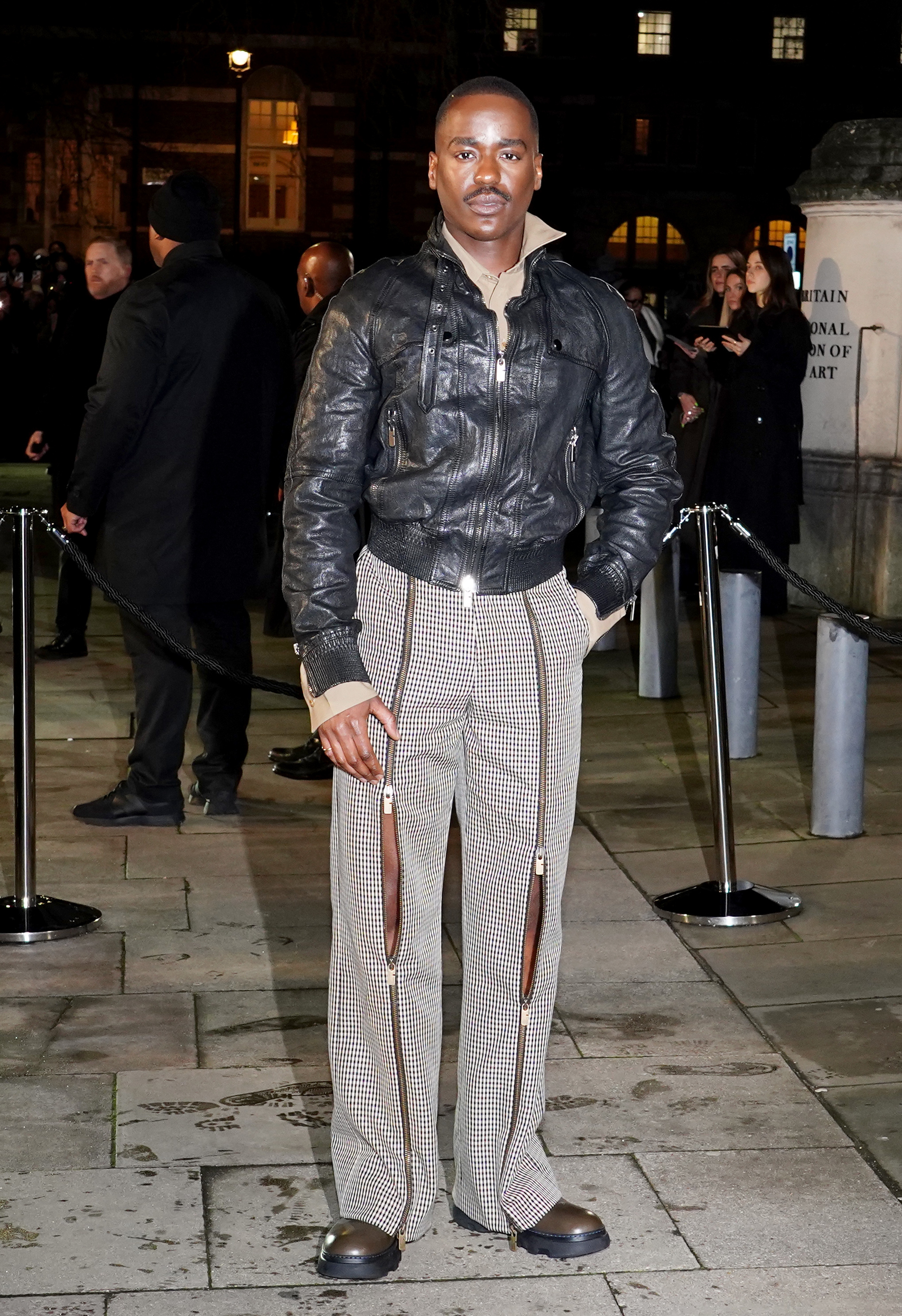 Ncuti Gatwa arriving at the Burberry show at Tate Britain, London, during London Fashion Week.