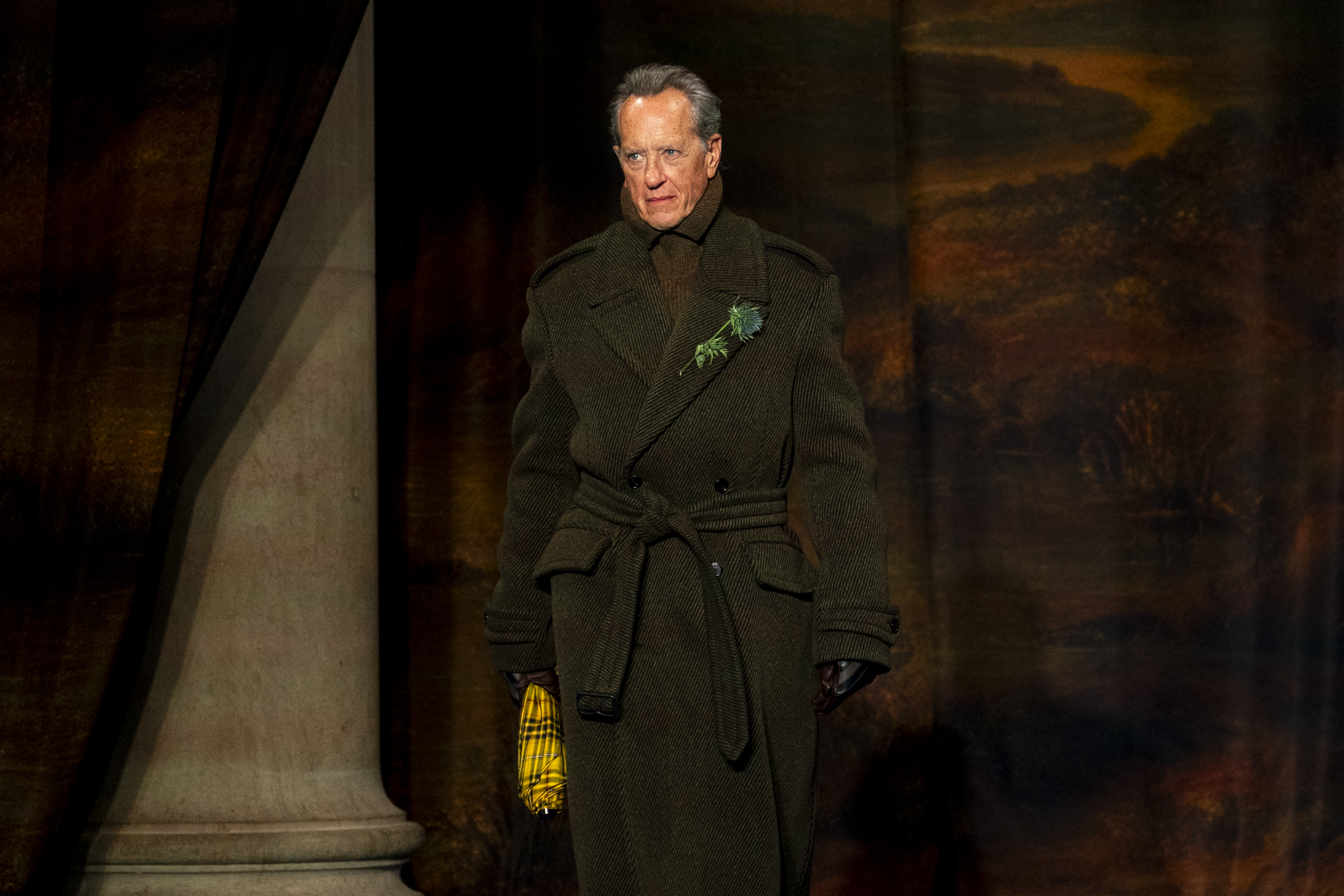 Richard E Grant on the catwalk during the Burberry show at Tate Britain, London, during London Fashion Week. Picture date: Monday February 24, 2025.