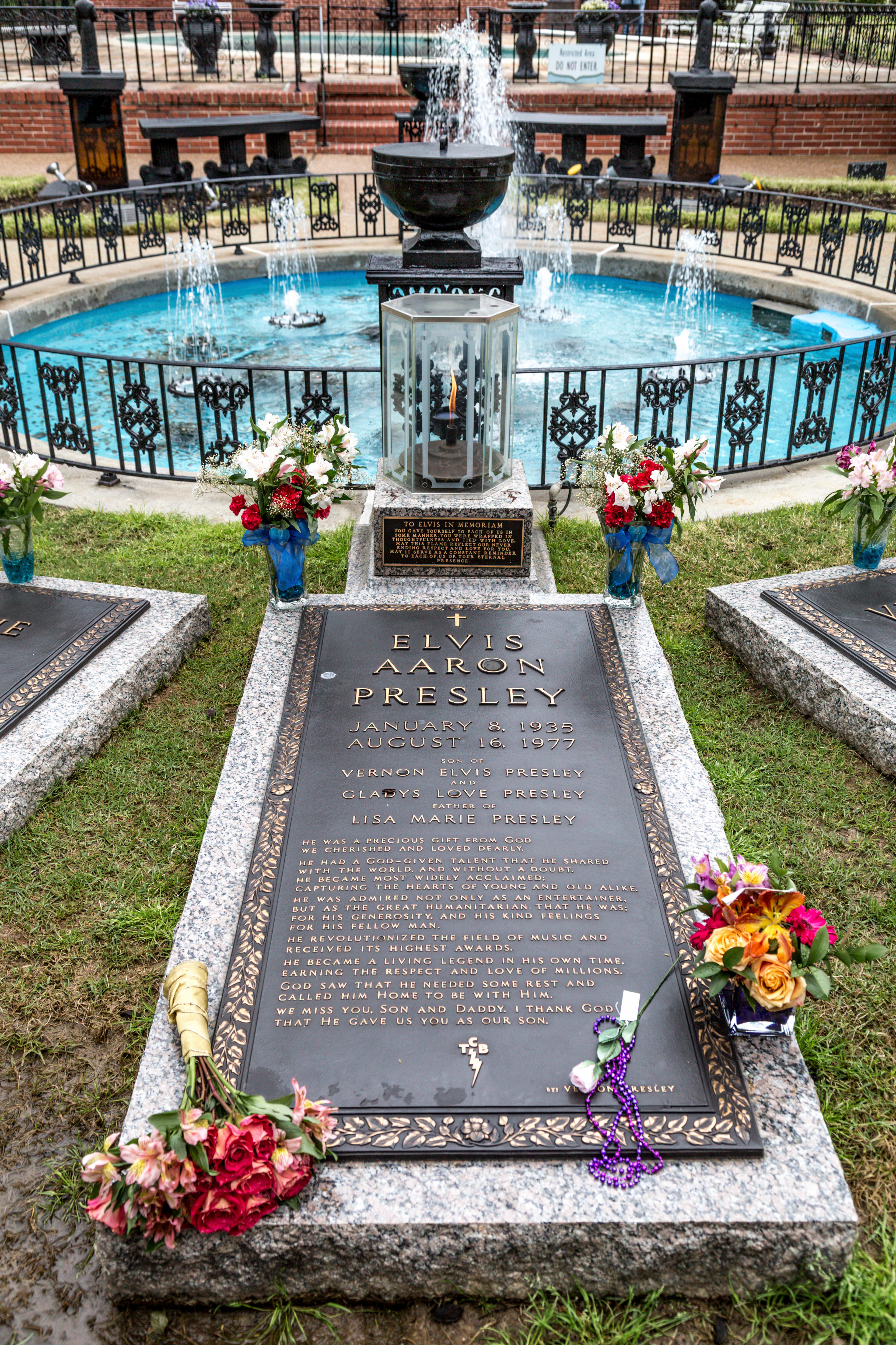 The grave of Elvis Presley at Graceland in Memphis