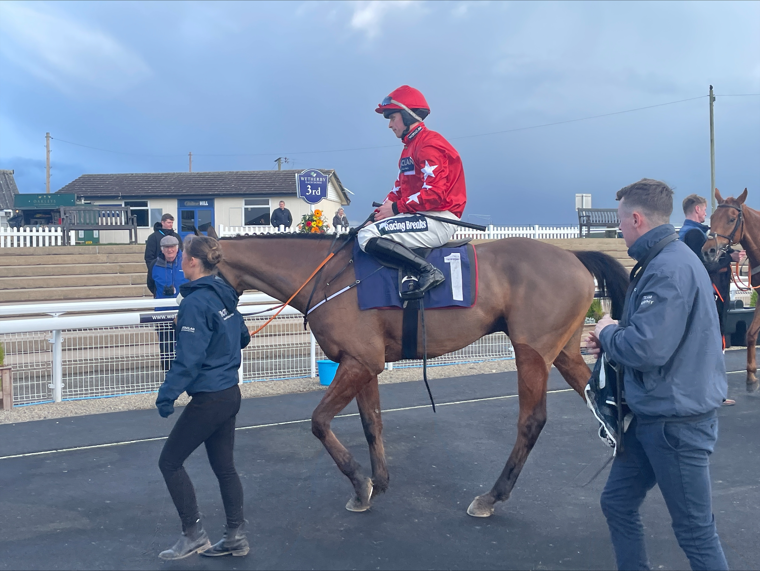 Wade Out in the parade ring after winning at Wetherby