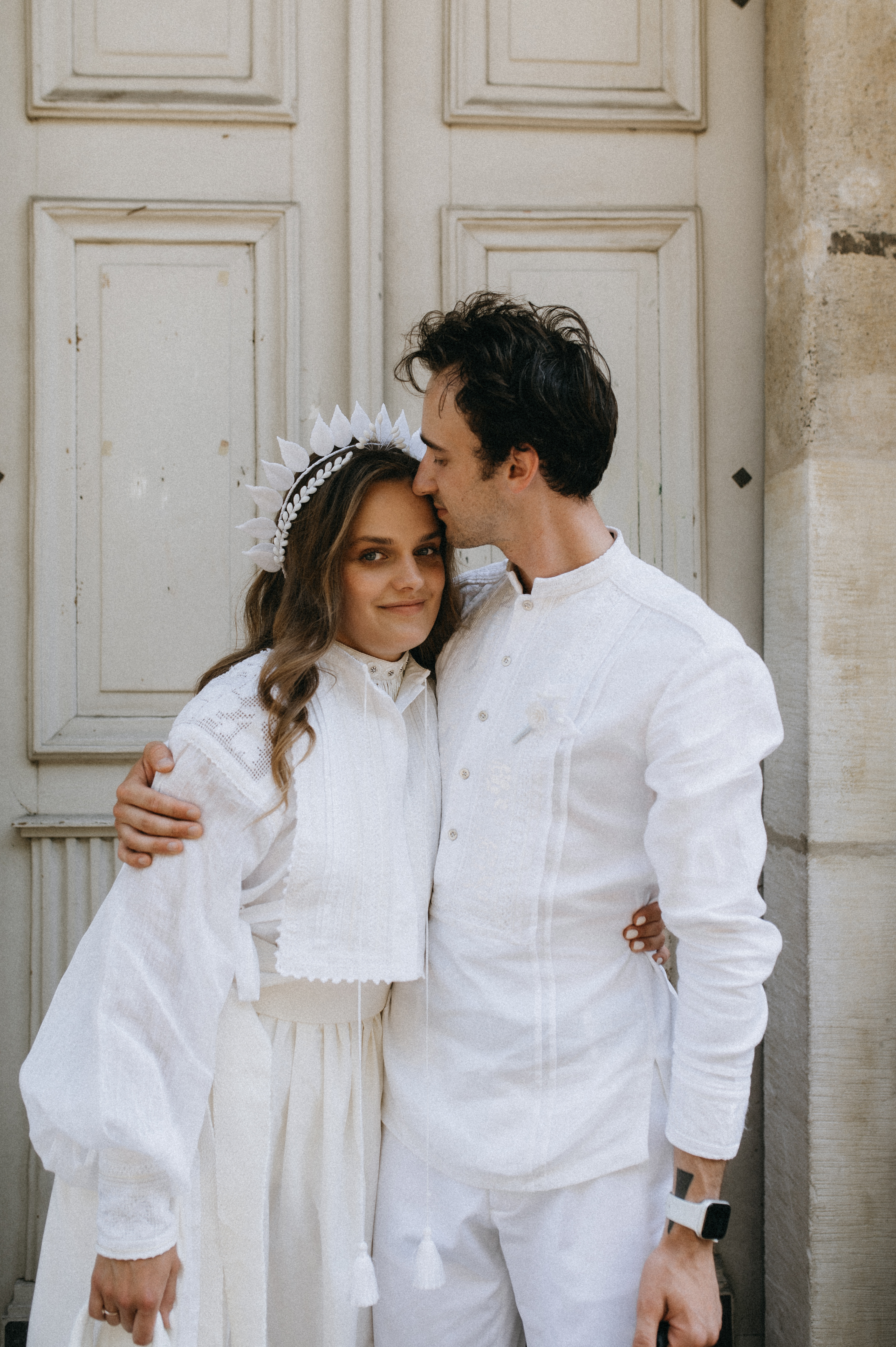 A Ukrainian couple on their wedding day