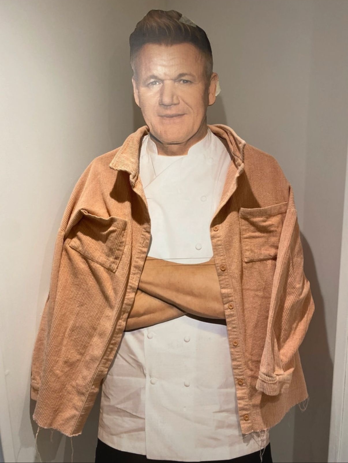 Gordon Ramsay cardboard cutout sporting a jacket 