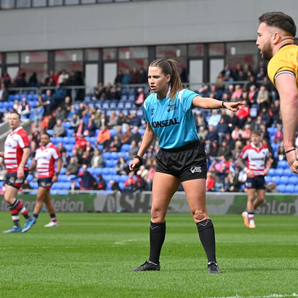 Rugby league referee Tara Jones in action during a match