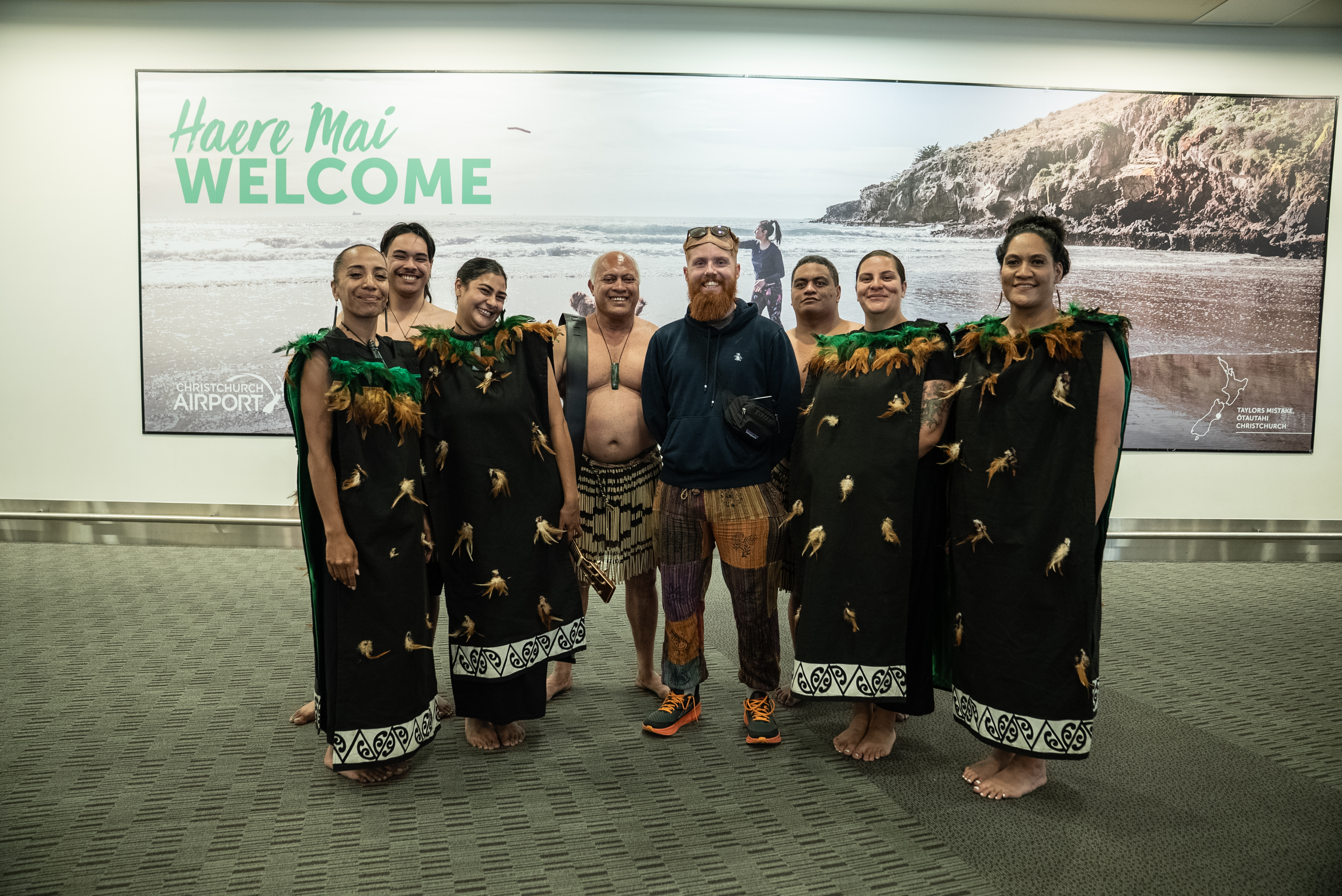 A man receiving a Maori welcome