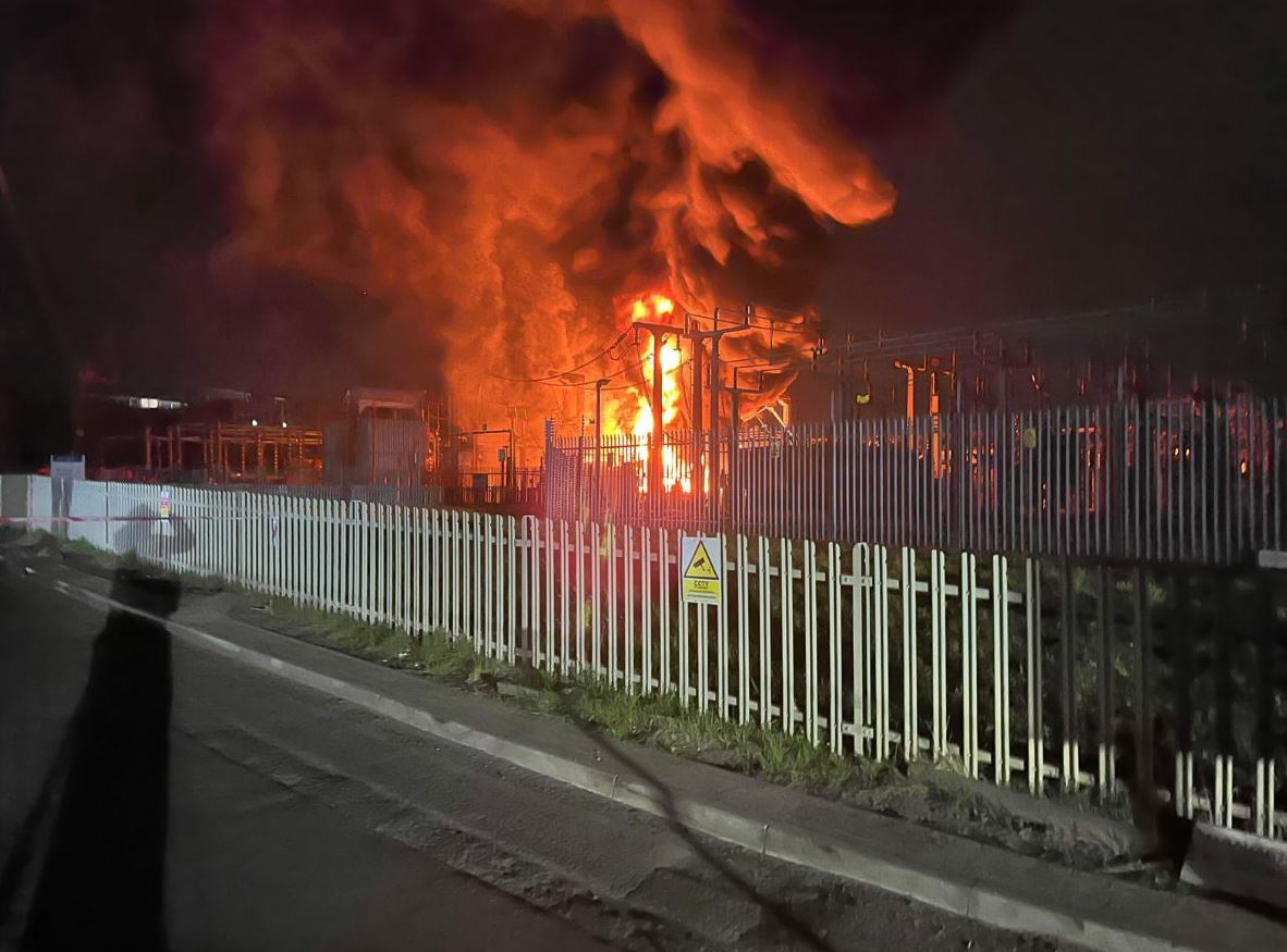 Fire at a electrical substation in Hayes