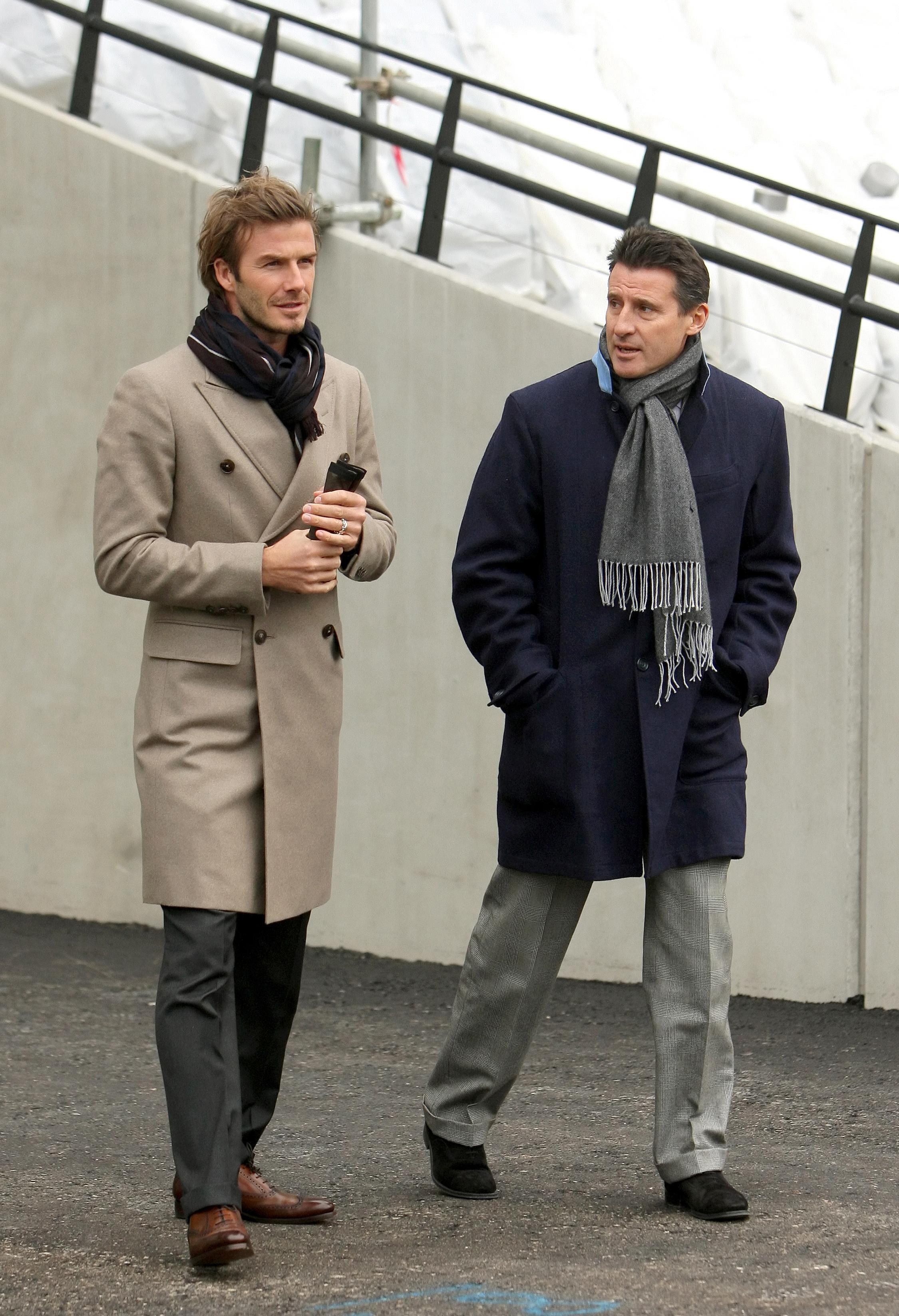 David Beckham (left) and Chair of the London 2012 Organising Committee Lord Coe, during a visit to the Olympic Stadium construction site, in Statford, east London.