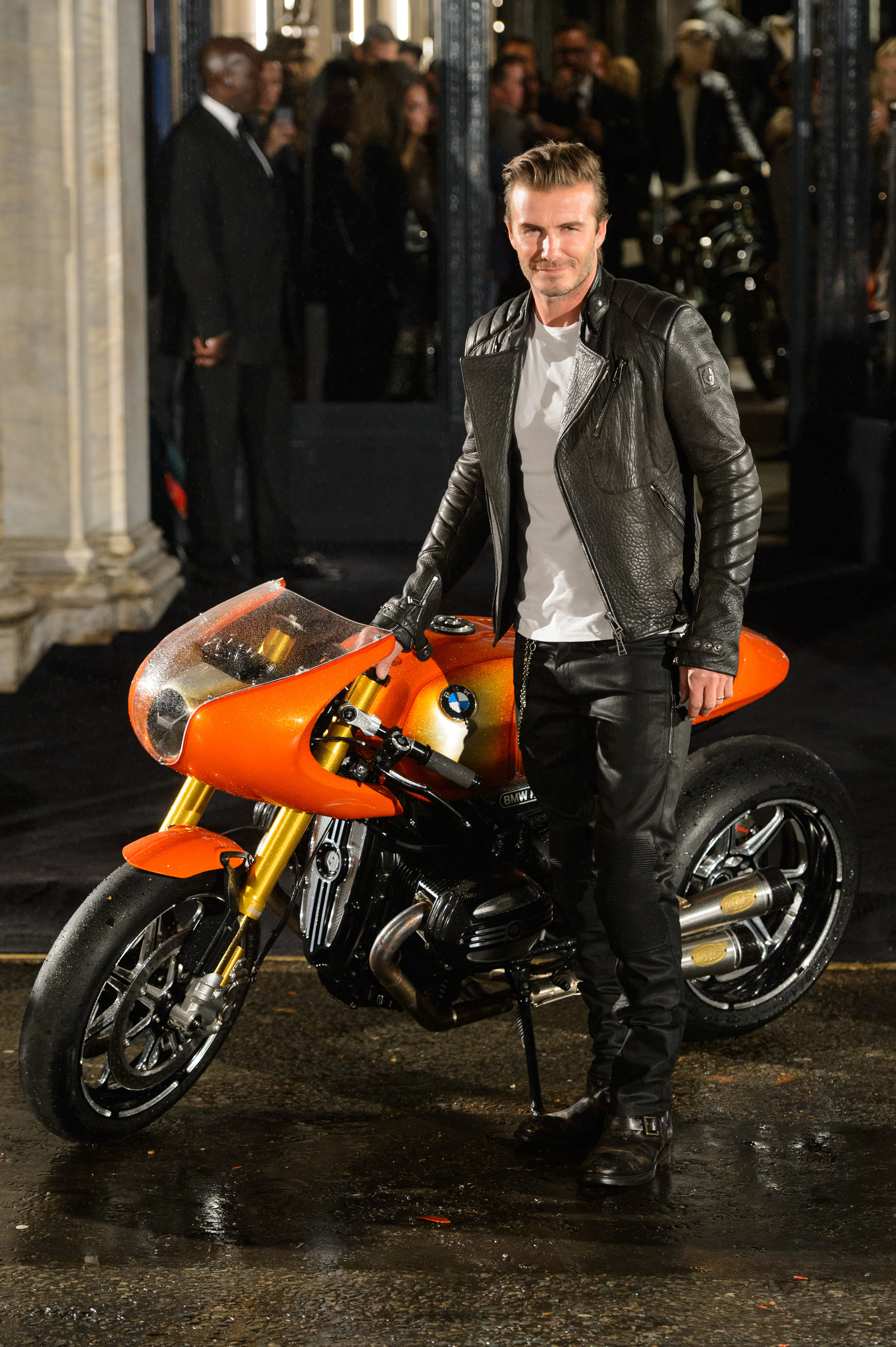 David Beckham at a photocall for the opening of Belstaff House, New Bond Street, during London Fashion Week.
