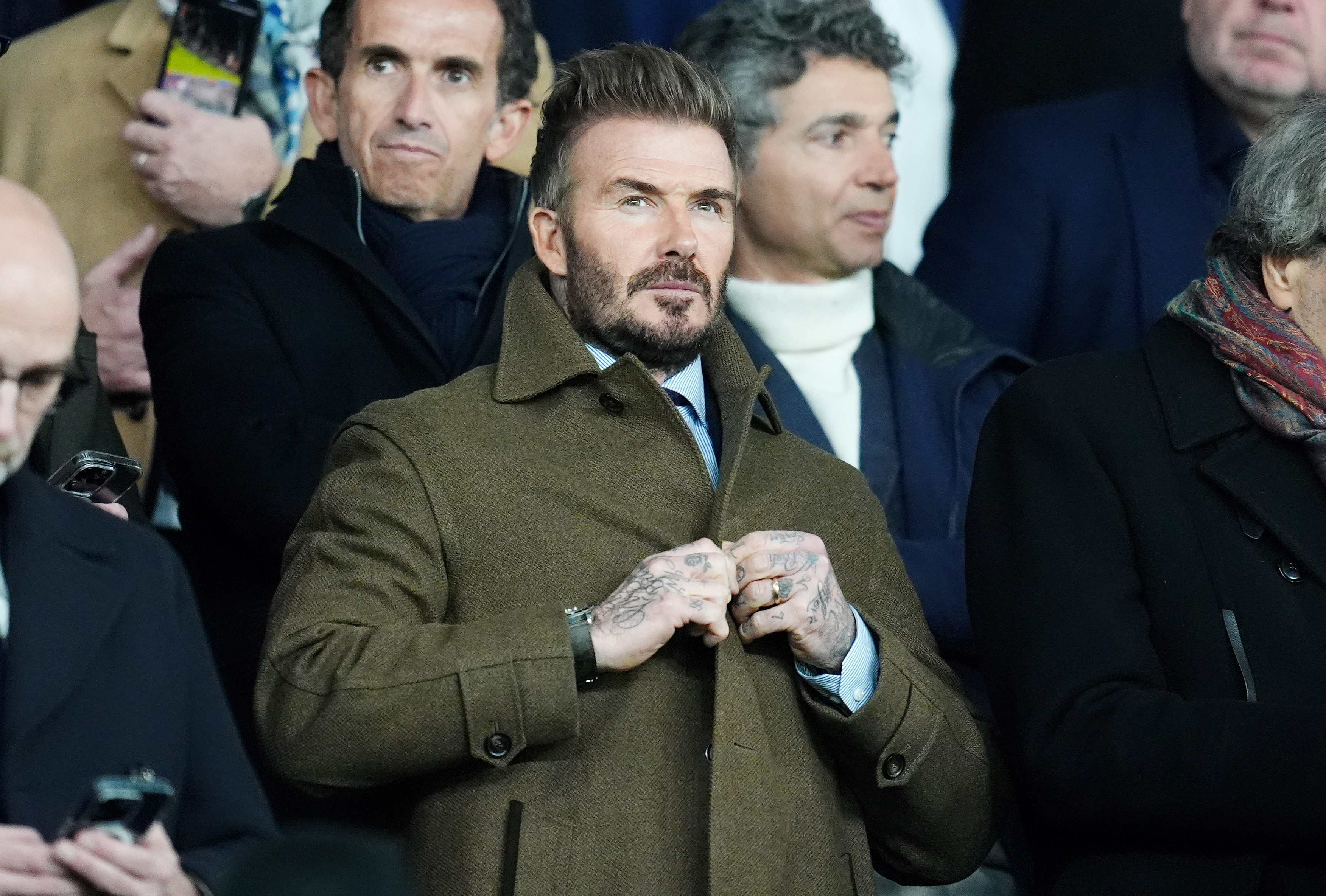 David Beckham in the stands during the UEFA Champions League Round of 16, first leg match at the Parc des Princes in Paris, France. Picture date: Wednesday March 5, 2025.