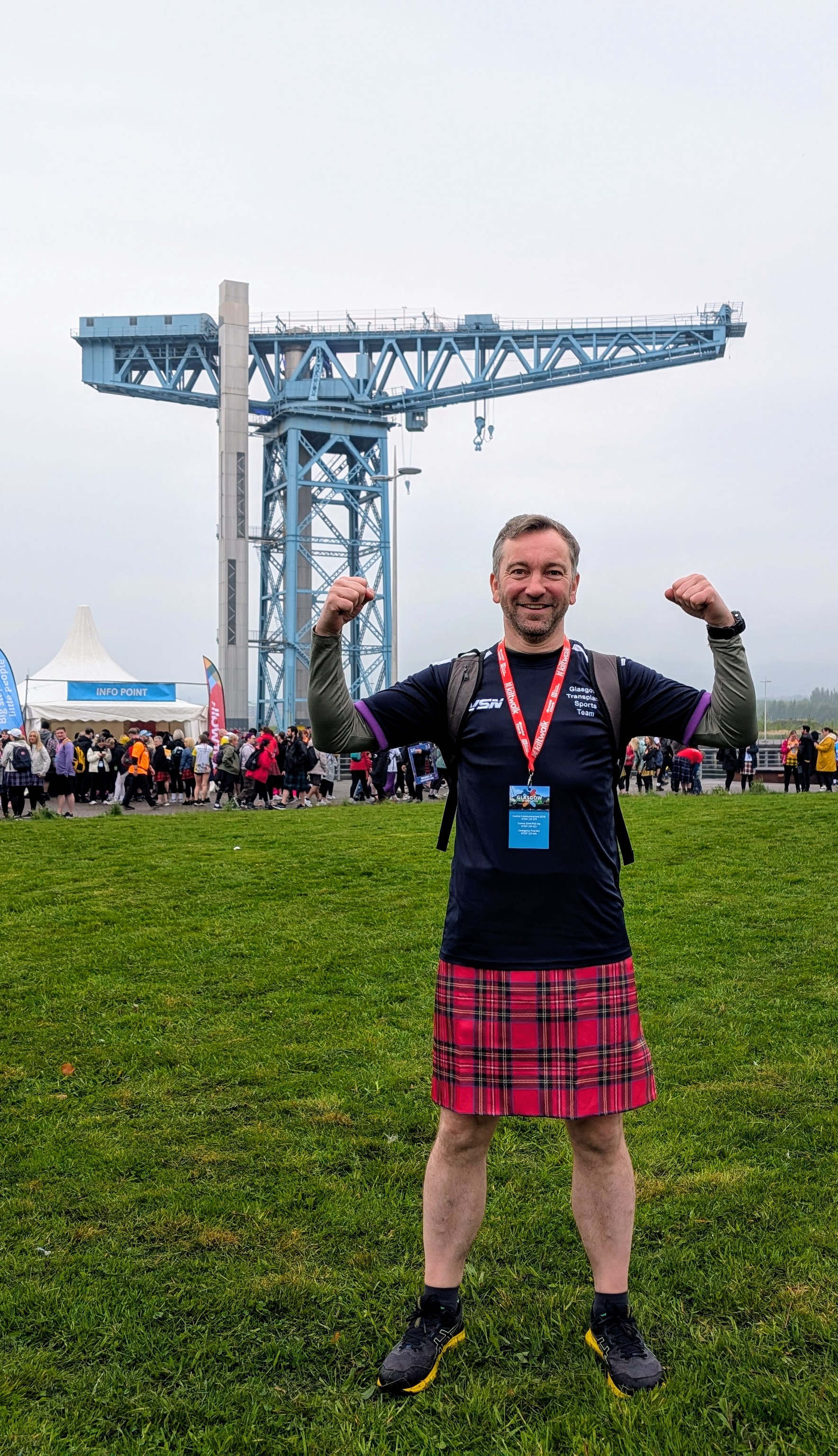 Fraser Wilson at the end of the 2025 Kiltwalk